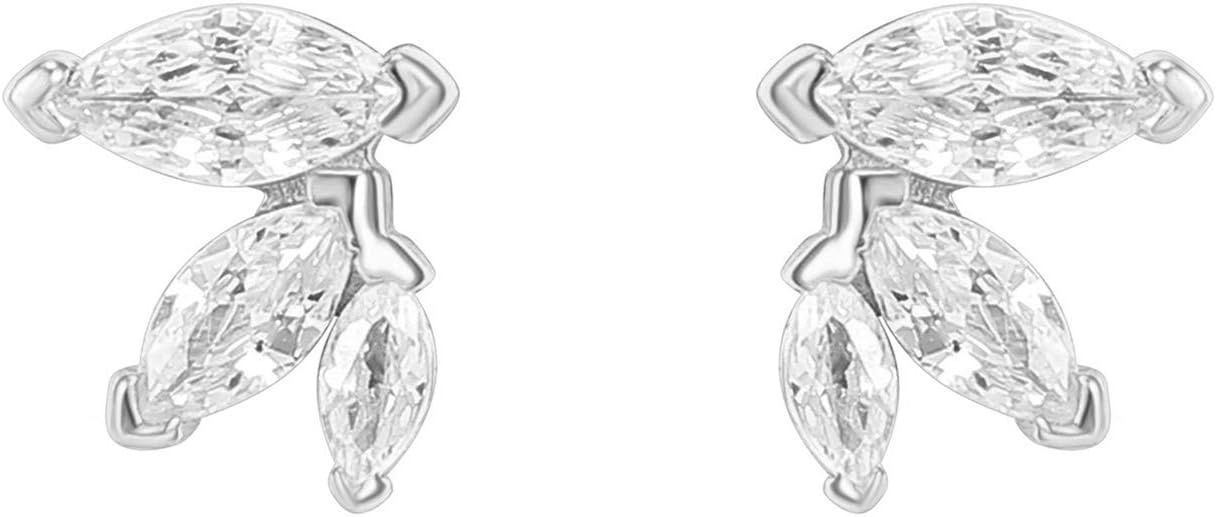 image:imagePAVOI 14K Gold Plated Dainty Stud Earrings for Women 925 Sterling Silver Posts Earrings with Cubic Zirconia Celestial Lightning Bolt Moon Star and Flower Gold Jewelry GiftsWhite Gold