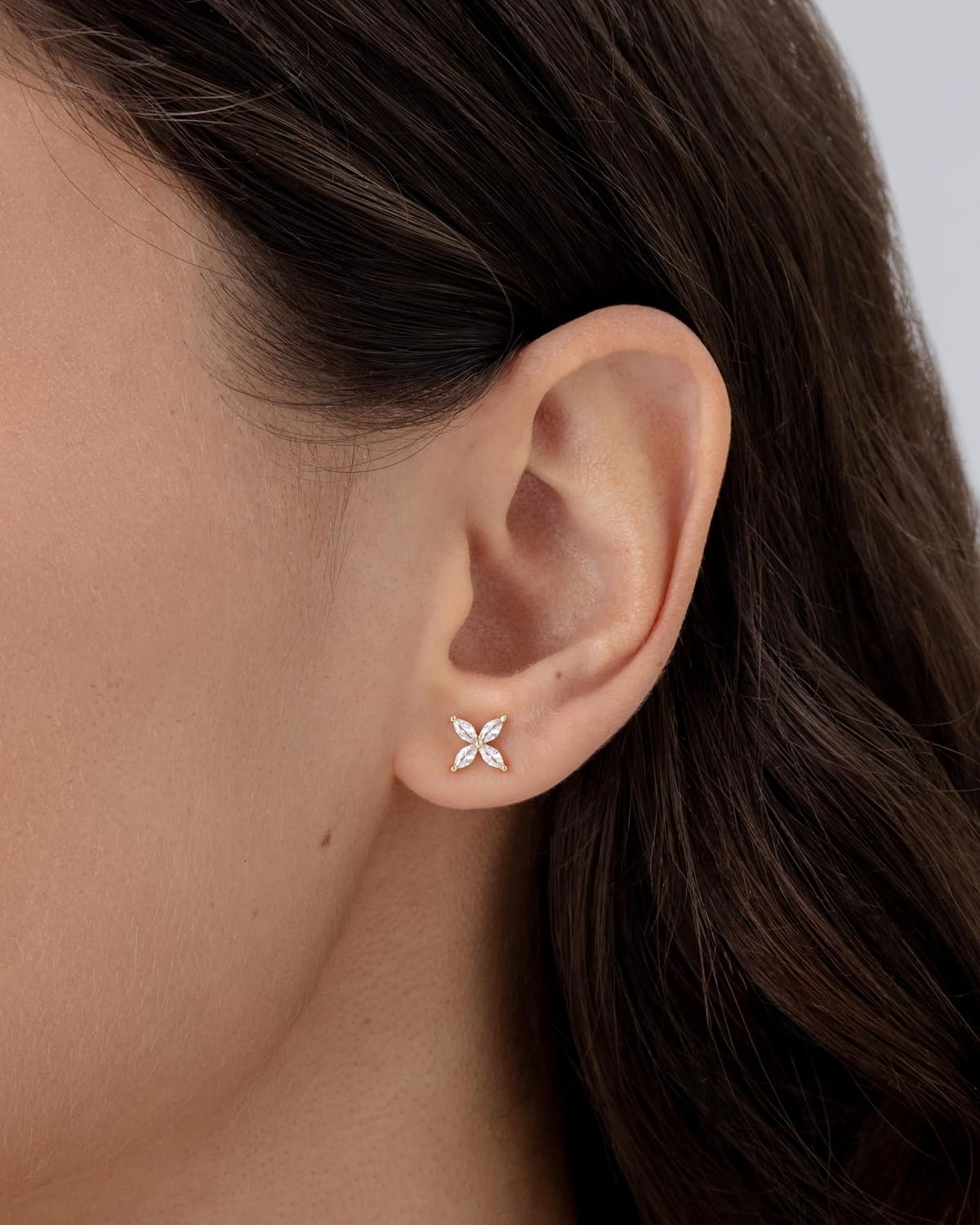 image:imagePAVOI 14K Gold Plated Dainty Stud Earrings for Women 925 Sterling Silver Posts Earrings with Cubic Zirconia Celestial Lightning Bolt Moon Star and Flower Gold Jewelry GiftsWhite Gold