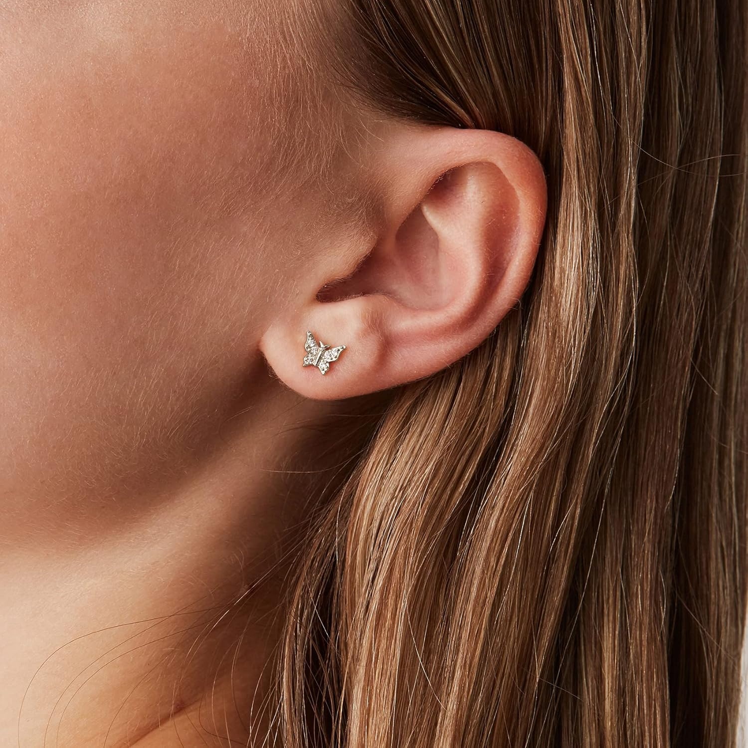 image:imagePAVOI 14K Gold Plated Dainty Stud Earrings for Women 925 Sterling Silver Posts Earrings with Cubic Zirconia Celestial Lightning Bolt Moon Star and Flower Gold Jewelry GiftsWhite Gold