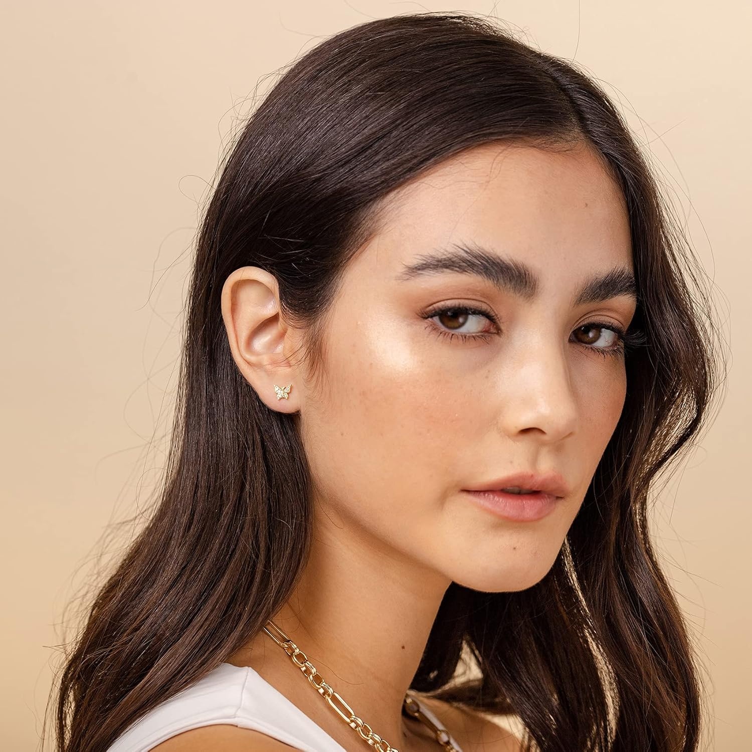 image:imagePAVOI 14K Gold Plated Dainty Stud Earrings for Women 925 Sterling Silver Posts Earrings with Cubic Zirconia Celestial Lightning Bolt Moon Star and Flower Gold Jewelry GiftsYellow Gold