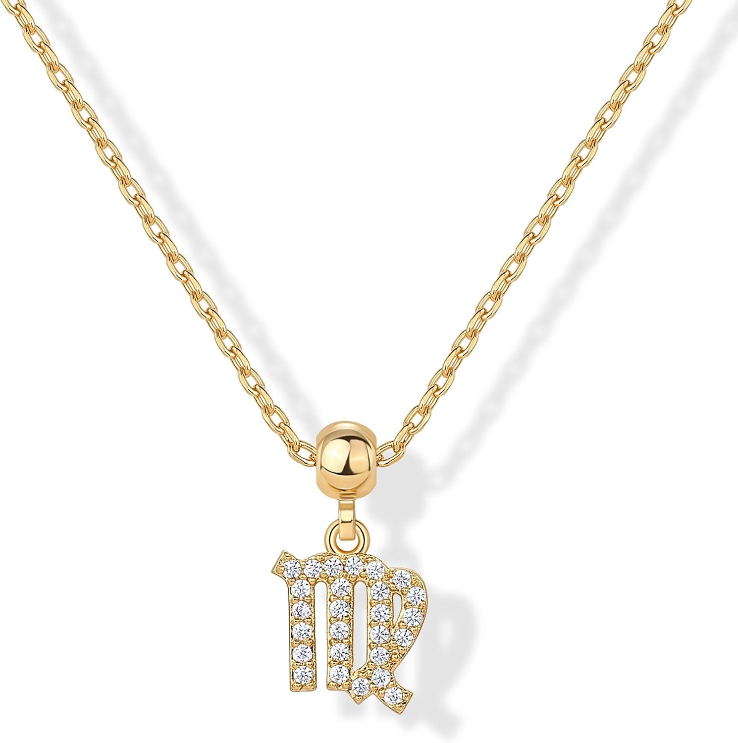 image:imagePAVOI 14K Gold Plated Dainty Zodiac Necklace with Charms Adjustable Chain Gold Charm Zodiac Necklaces for Women Small Astrology Removable Pendants Cute Jewelry GiftsYellow Gold
