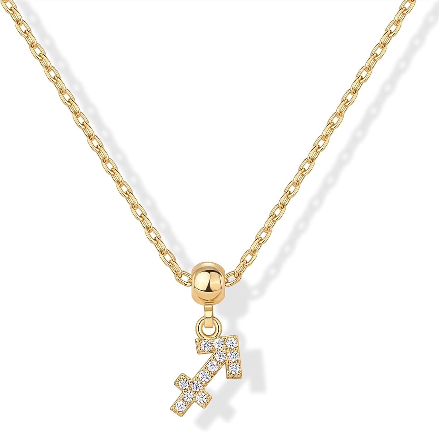image:imagePAVOI 14K Gold Plated Dainty Zodiac Necklace with Charms Adjustable Chain Gold Charm Zodiac Necklaces for Women Small Astrology Removable Pendants Cute Jewelry GiftsYellow Gold