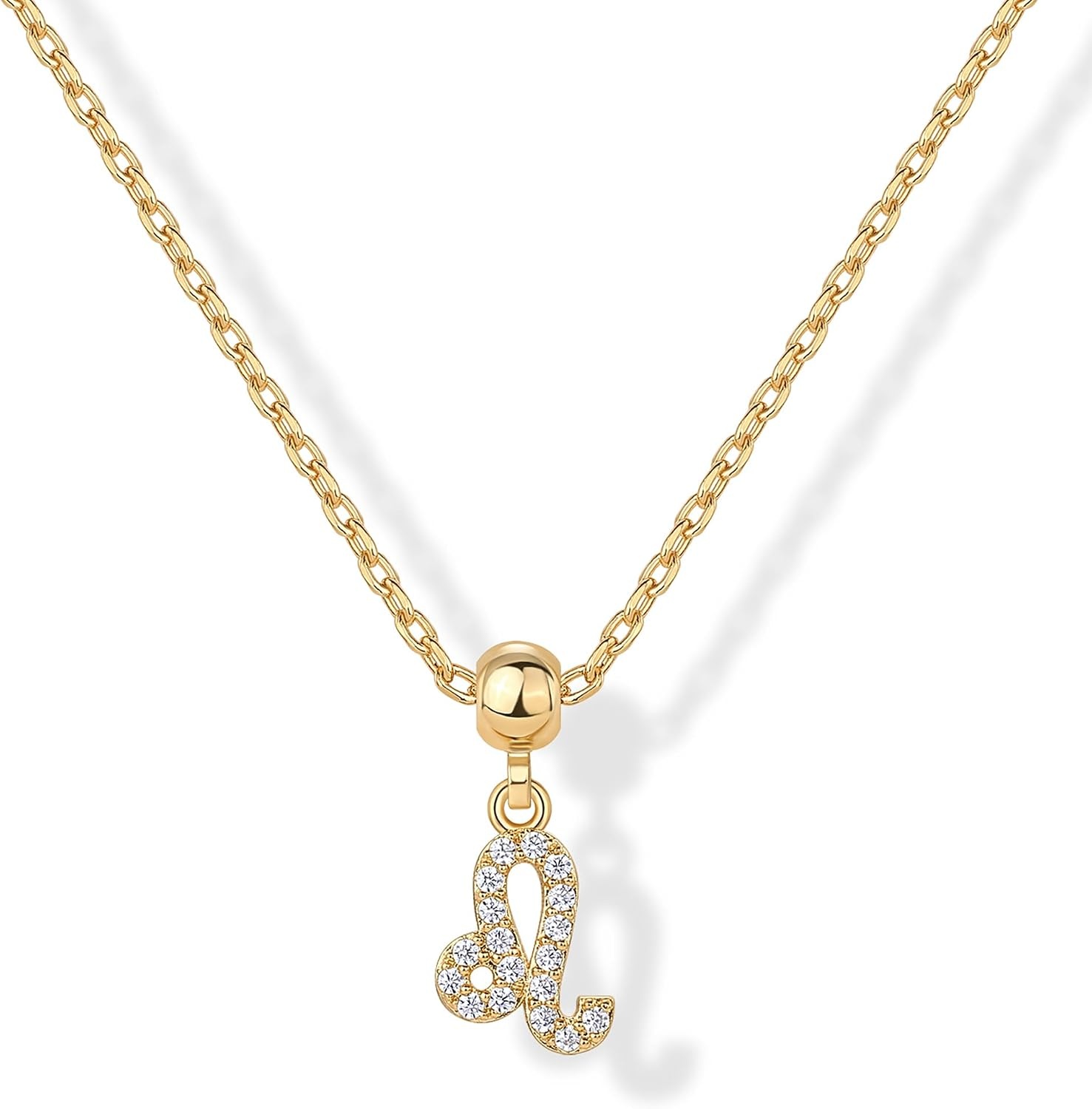 image:imagePAVOI 14K Gold Plated Dainty Zodiac Necklace with Charms Adjustable Chain Gold Charm Zodiac Necklaces for Women Small Astrology Removable Pendants Cute Jewelry GiftsYellow Gold