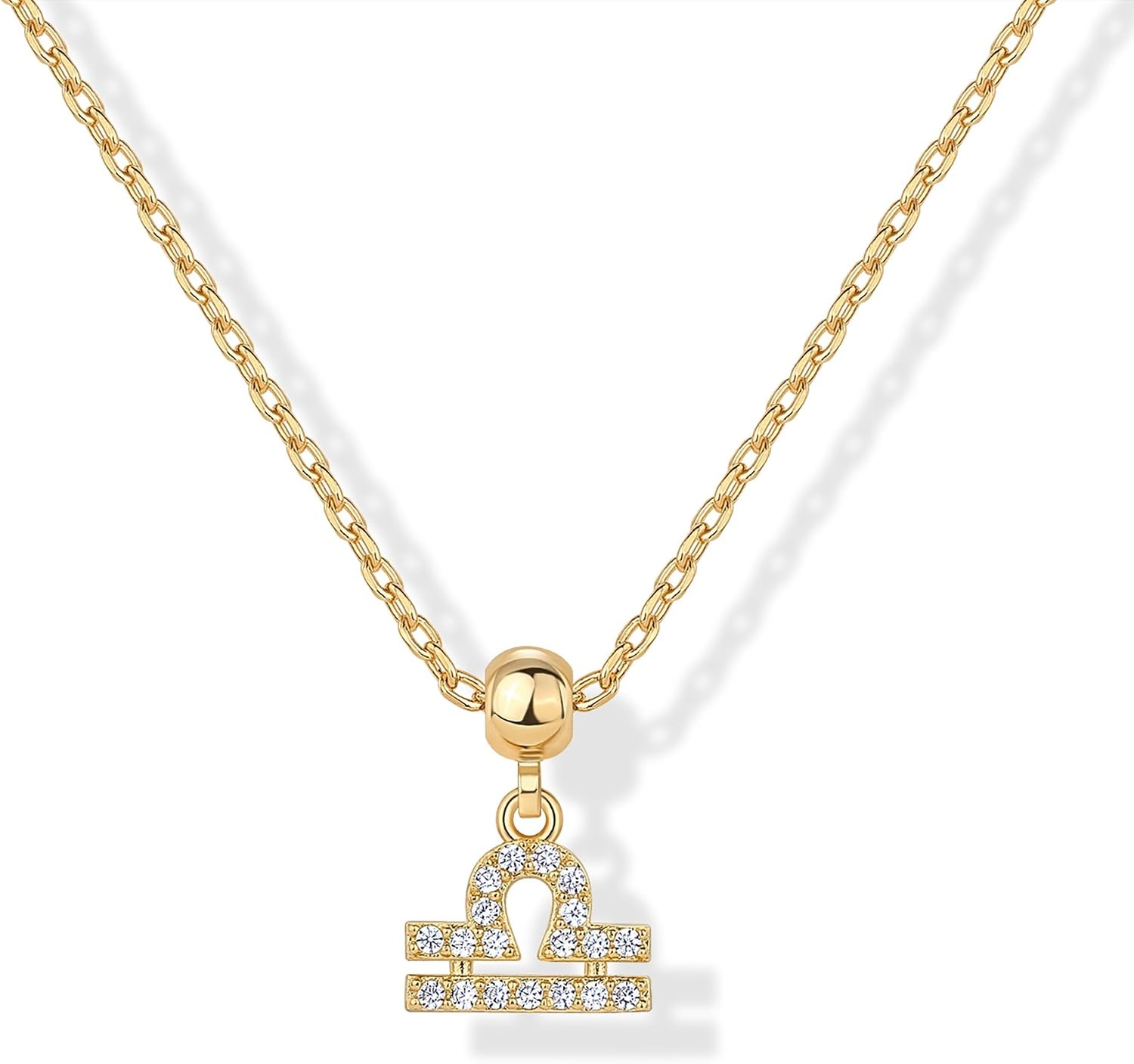 image:imagePAVOI 14K Gold Plated Dainty Zodiac Necklace with Charms Adjustable Chain Gold Charm Zodiac Necklaces for Women Small Astrology Removable Pendants Cute Jewelry GiftsYellow Gold