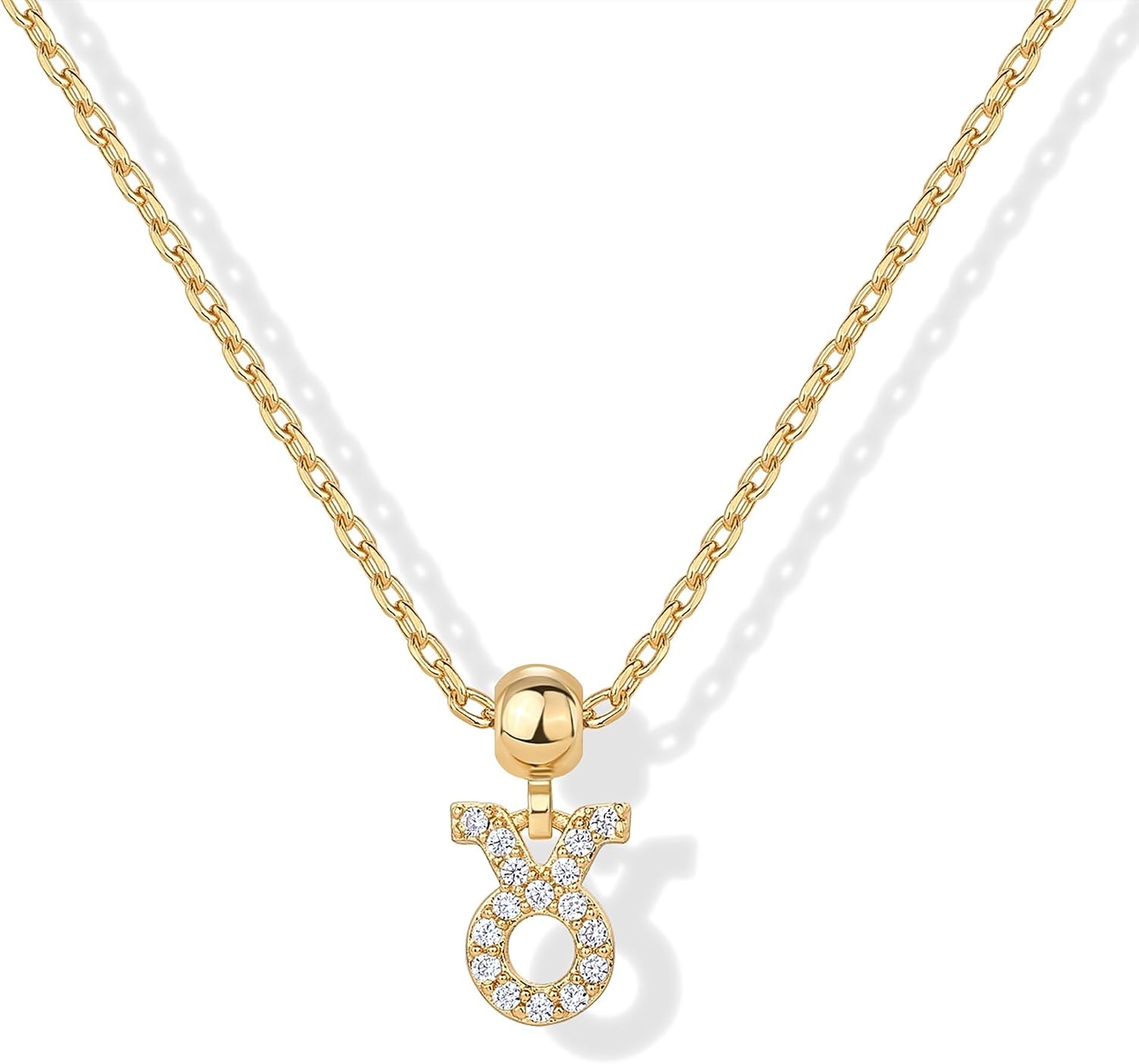 image:imagePAVOI 14K Gold Plated Dainty Zodiac Necklace with Charms Adjustable Chain Gold Charm Zodiac Necklaces for Women Small Astrology Removable Pendants Cute Jewelry GiftsYellow Gold