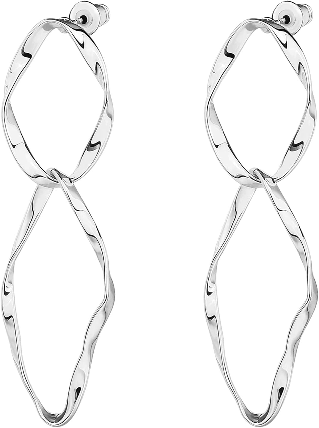 image:imagePAVOI 14K Gold Plated Dangle Earrings for Women Infinity Cute Hanging Hoop EarringsWhite Gold