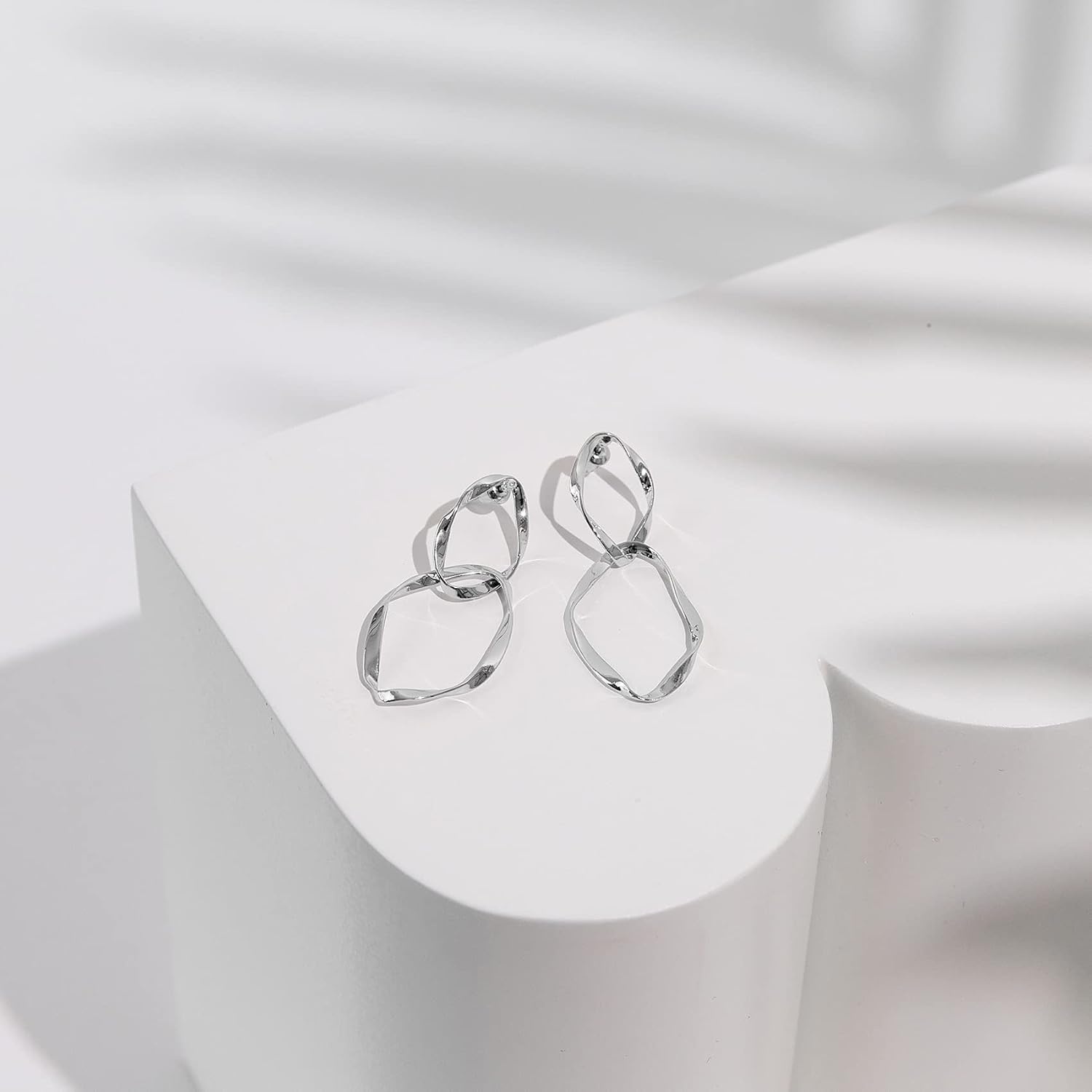 image:imagePAVOI 14K Gold Plated Dangle Earrings for Women Infinity Cute Hanging Hoop EarringsWhite Gold