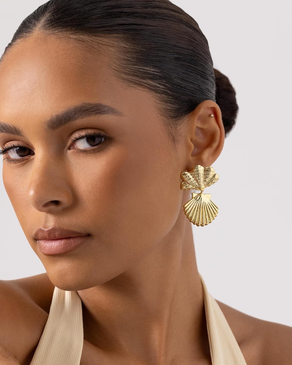 image:imagePAVOI 14K Gold Plated Dangle Sea Shell Earrings for Women Statement Seashell Drop Dangle Earrings Trendy Coastal Summer Beach JewelryYellow Gold