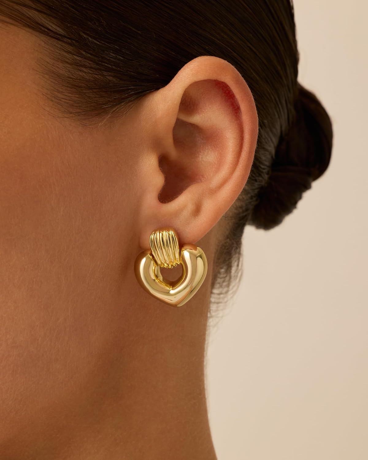 image:imagePAVOI 14K Gold Plated Door Knocker Statement Earrings for Women Chunky Gold Earrings for Women Trendy Mixed Metals Bold Knot Drop Dangle JewelryWhite Gold