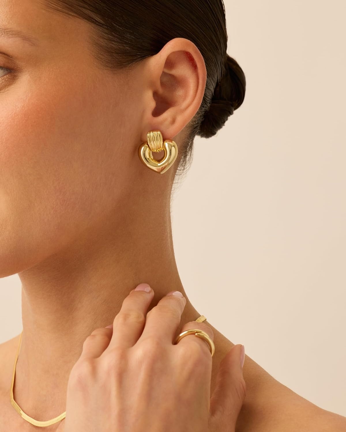 image:imagePAVOI 14K Gold Plated Door Knocker Statement Earrings for Women Chunky Gold Earrings for Women Trendy Mixed Metals Bold Knot Drop Dangle JewelryWhite Gold
