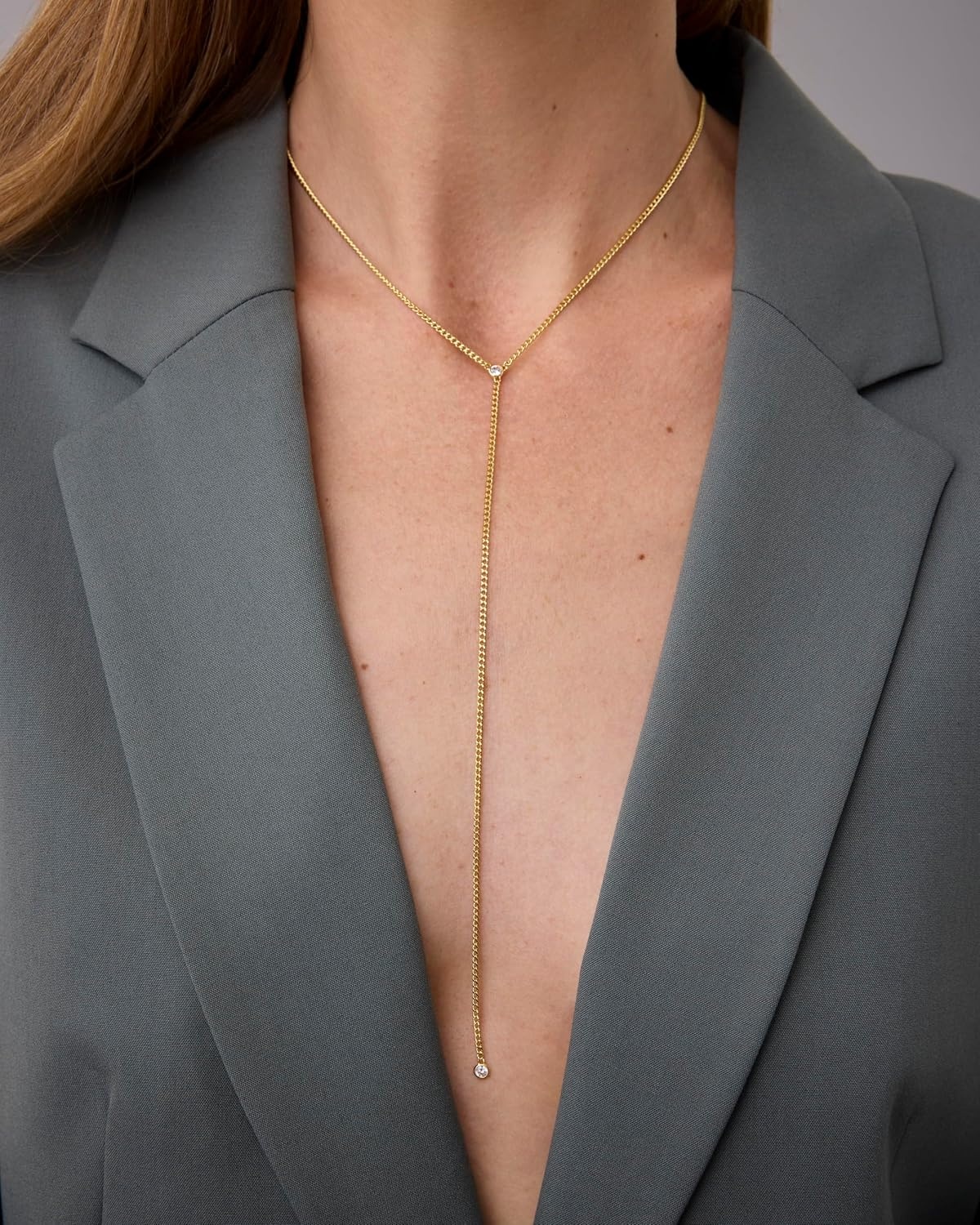 image:imagePAVOI 14K Gold Plated Drop Lariat Chain for Women Cubic Zirconia Long Necklace Station Star Layered Beaded Y NecklaceWhite Gold