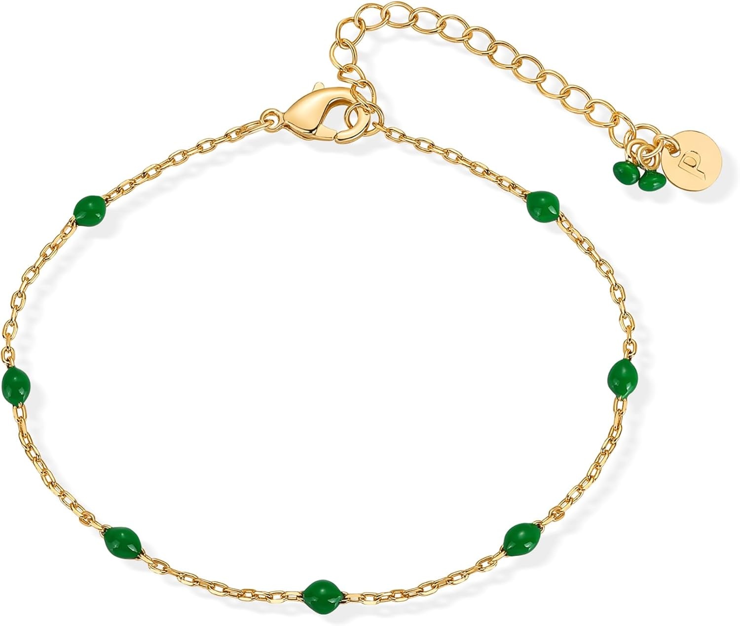 image:imagePAVOI 14K Gold Plated Enamel Beaded Bracelets for Women Colorful Dainty Bead Bracelet Boho Festival Black Green Pink Turquoise White Jewelry GiftsGreen