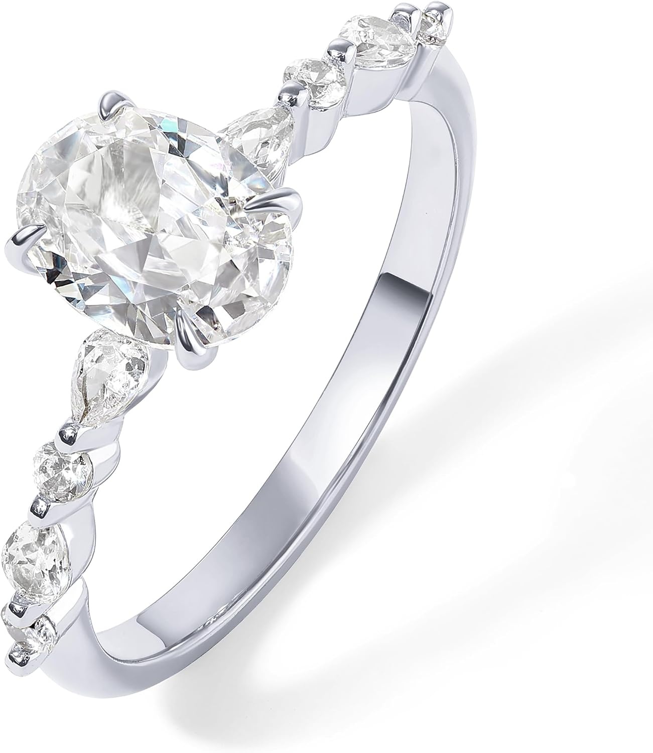 image:imagePAVOI 14K Gold Plated Engagement Ring for Women Cubic Zirconia Wedding Band for Women Oval Womens Engagement RingWhite Gold