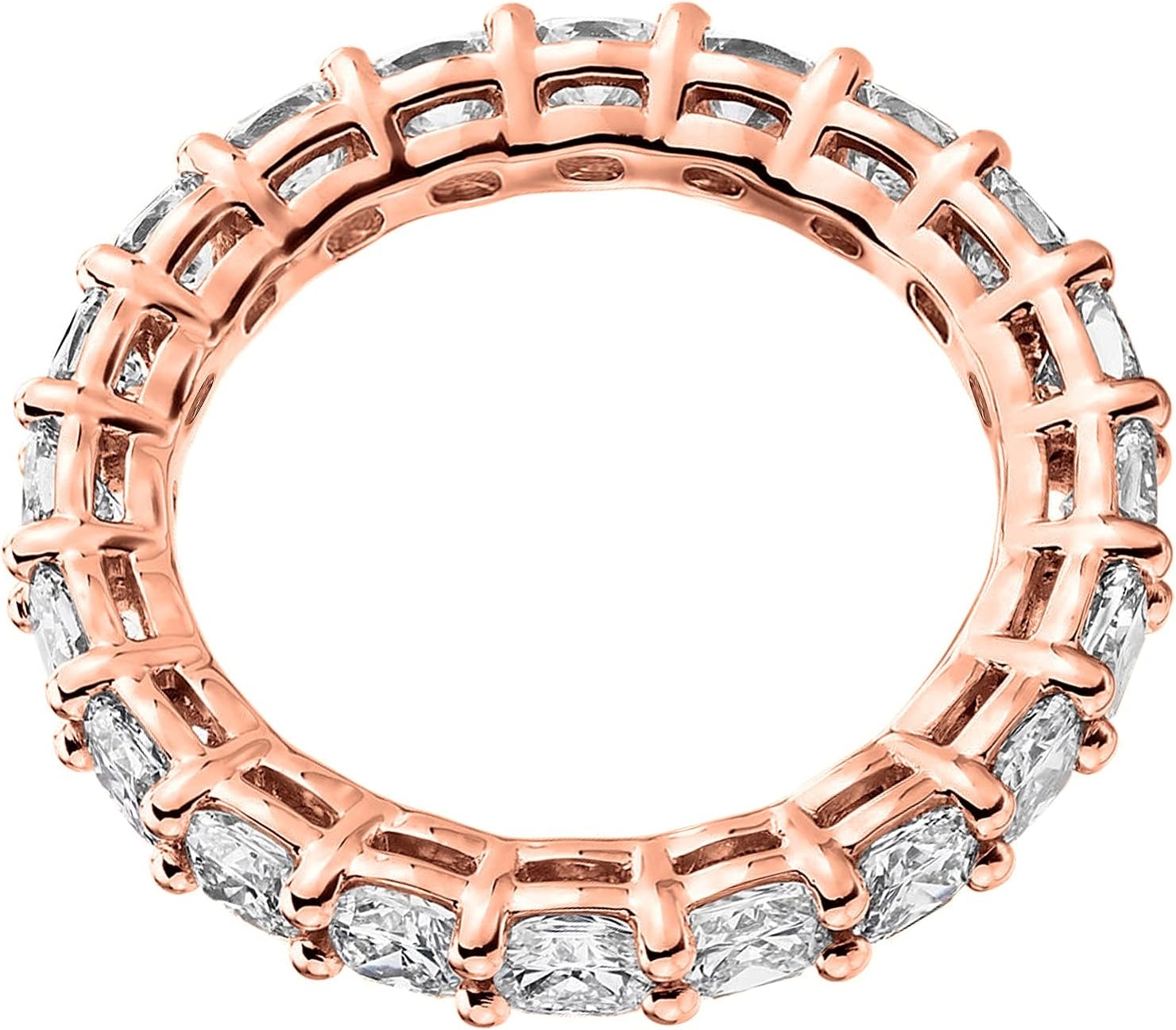 image:imagePAVOI 14K Gold Plated Eternity Ring for Women SquareCut Cubic Zirconia Rings Stackable Love Wedding BandRose Gold