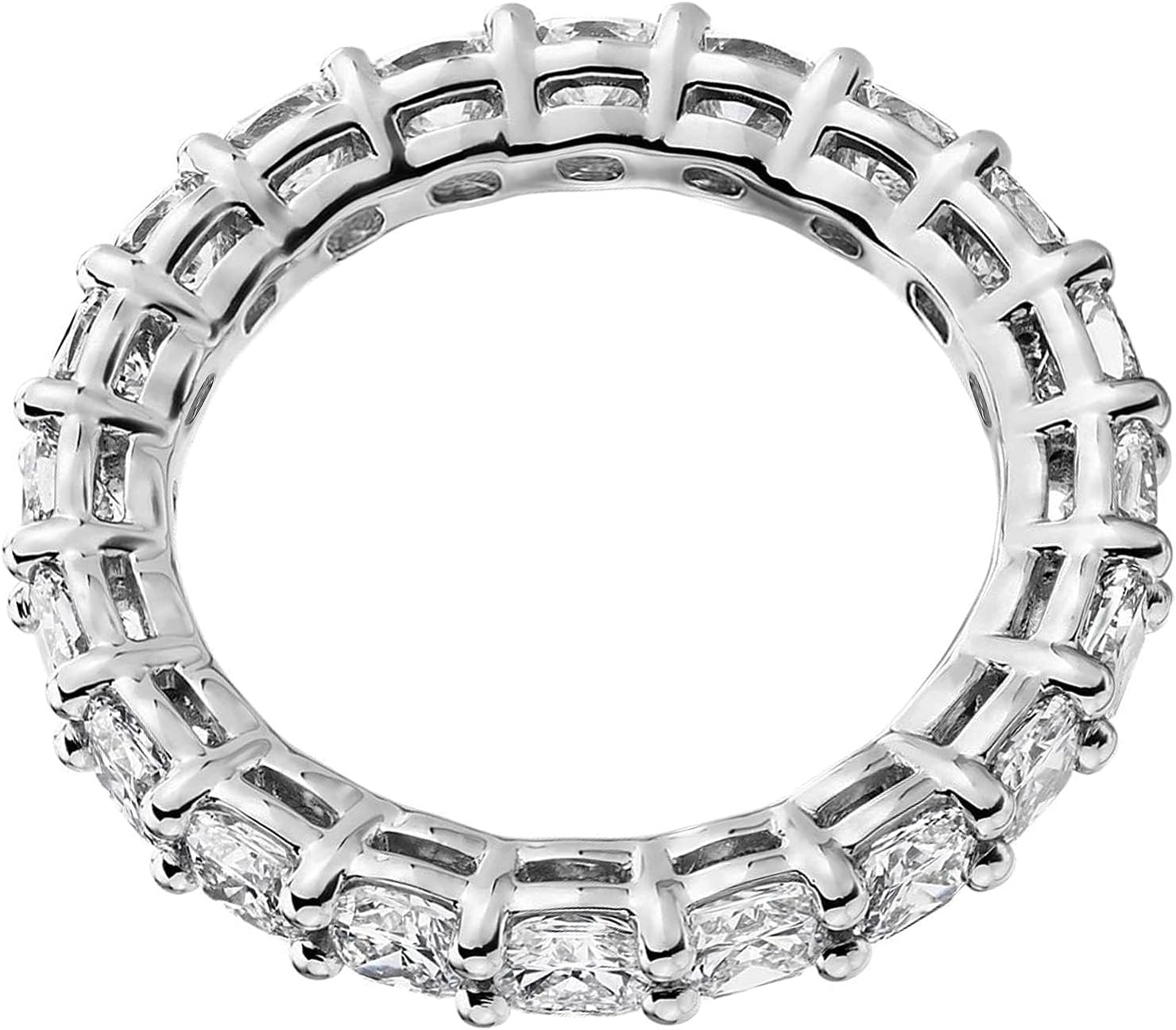 image:imagePAVOI 14K Gold Plated Eternity Ring for Women SquareCut Cubic Zirconia Rings Stackable Love Wedding BandWhite Gold