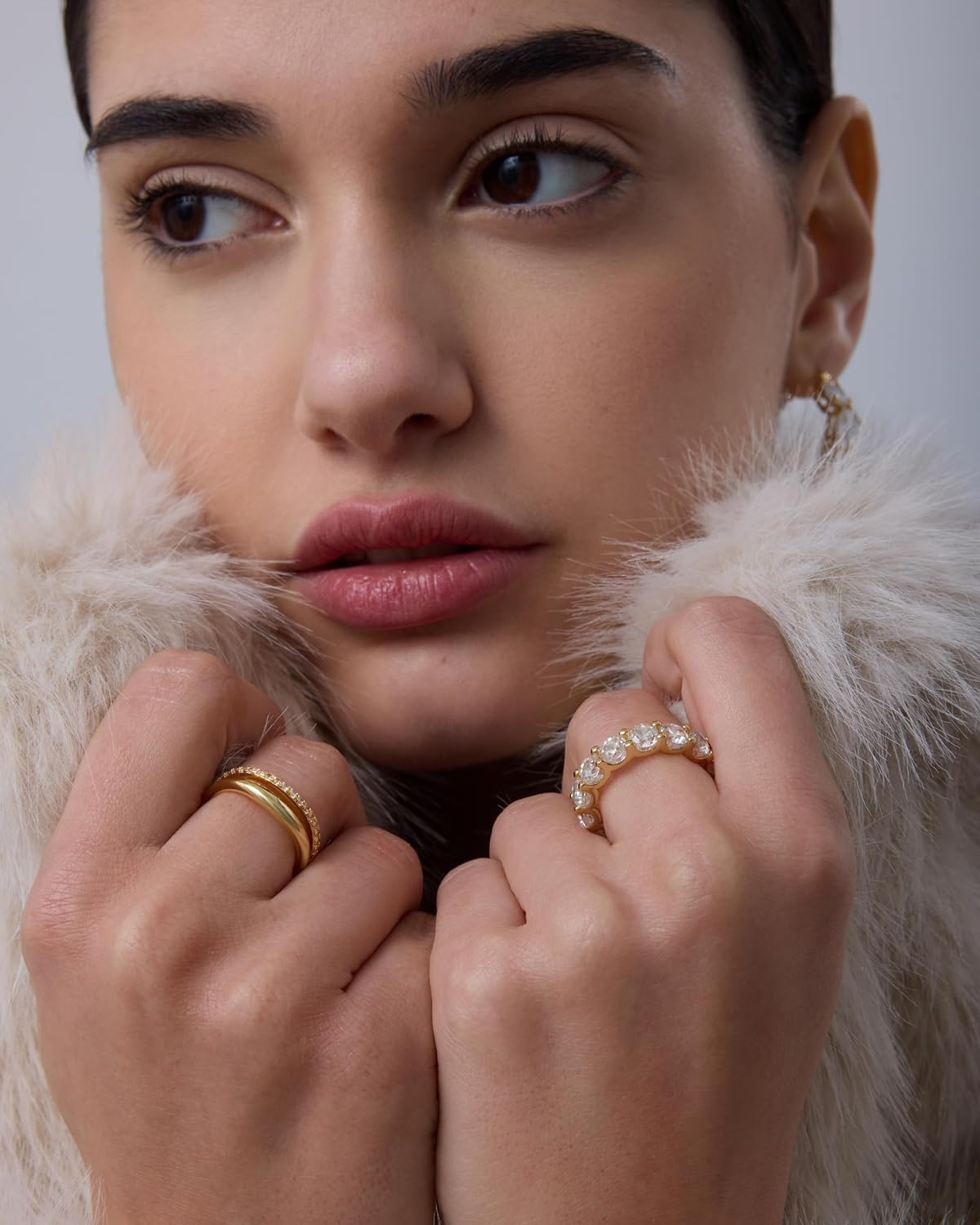 image:imagePAVOI 14K Gold Plated Eternity Ring for Women Statement Eternity Band Rings with Round Cubic Zirconia Stackable Wedding Band Love Engagement Trendy Bridal JewelryWhite Gold