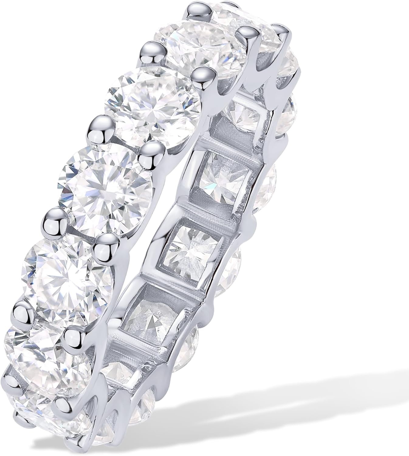 image:imagePAVOI 14K Gold Plated Eternity Ring for Women Statement Eternity Band Rings with Round Cubic Zirconia Stackable Wedding Band Love Engagement Trendy Bridal JewelryWhite Gold