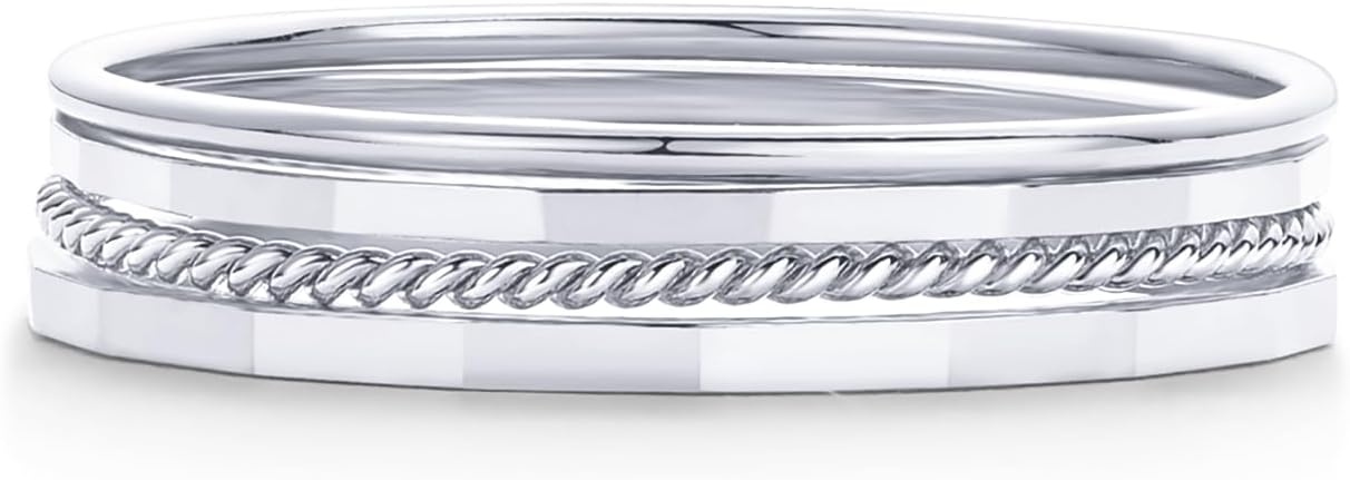 image:imagePAVOI 14K Gold Plated Four Pieces Thin Rings Set for Women 4 Dainty Stacking Rings Pack Minimalist Stackable BandsWhite Gold
