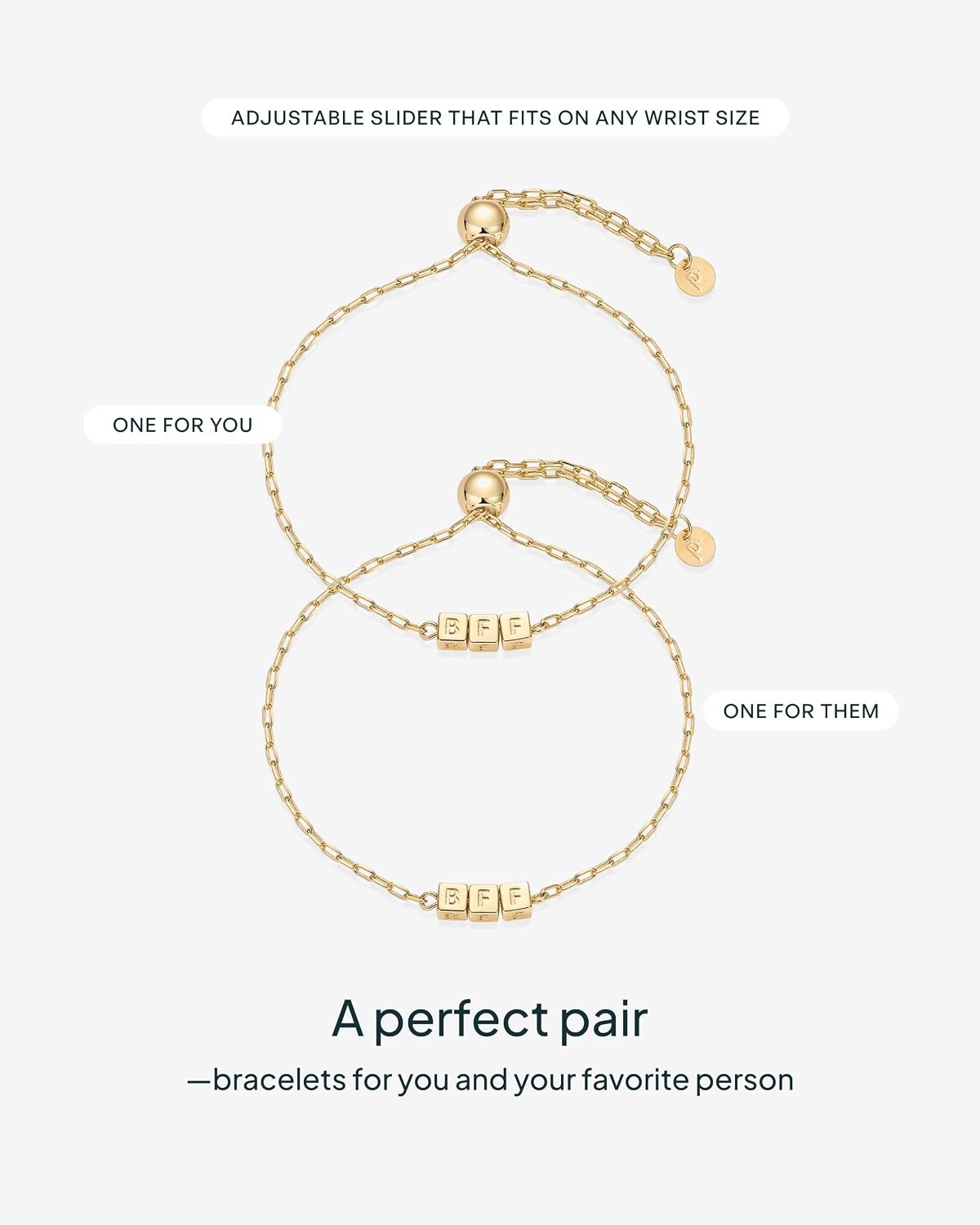 image:imagePAVOI 14K Gold Plated Friendship Matching Adjustable Bracelets for Women Gold Best Friends Bracelet Set BFF ILYSM Bracelet PackBFF