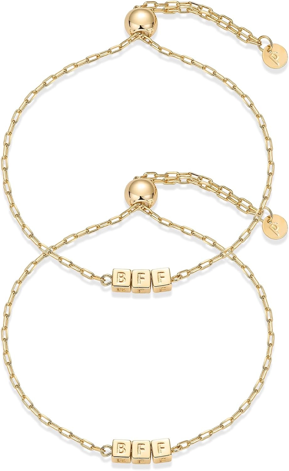 image:imagePAVOI 14K Gold Plated Friendship Matching Adjustable Bracelets for Women Gold Best Friends Bracelet Set BFF ILYSM Bracelet PackBFF