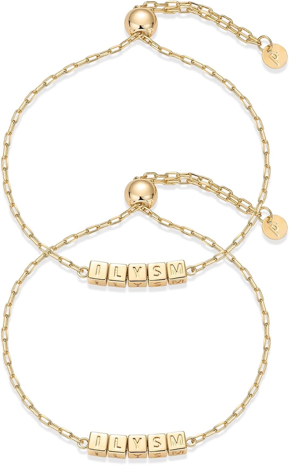 image:imagePAVOI 14K Gold Plated Friendship Matching Adjustable Bracelets for Women Gold Best Friends Bracelet Set BFF ILYSM Bracelet PackILYSM