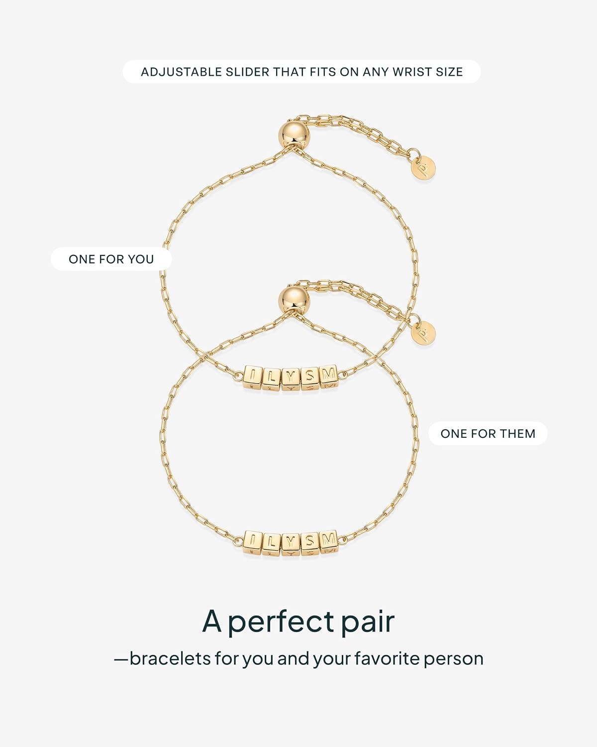 image:imagePAVOI 14K Gold Plated Friendship Matching Adjustable Bracelets for Women Gold Best Friends Bracelet Set BFF ILYSM Bracelet PackILYSM