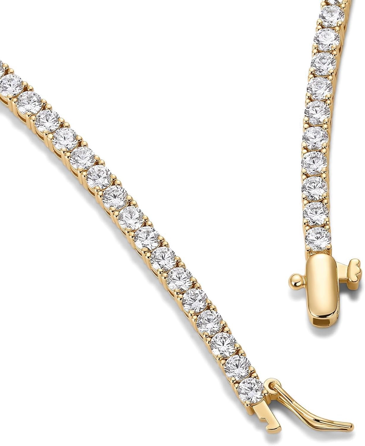 image:imagePAVOI 14K Gold Plated Graduated Tennis Necklaces for Women Cubic Zirconia Tennis Necklace for Brides amp Bridesmaids Simulated Diamond Chain Trendy Wedding JewelryYellow Gold