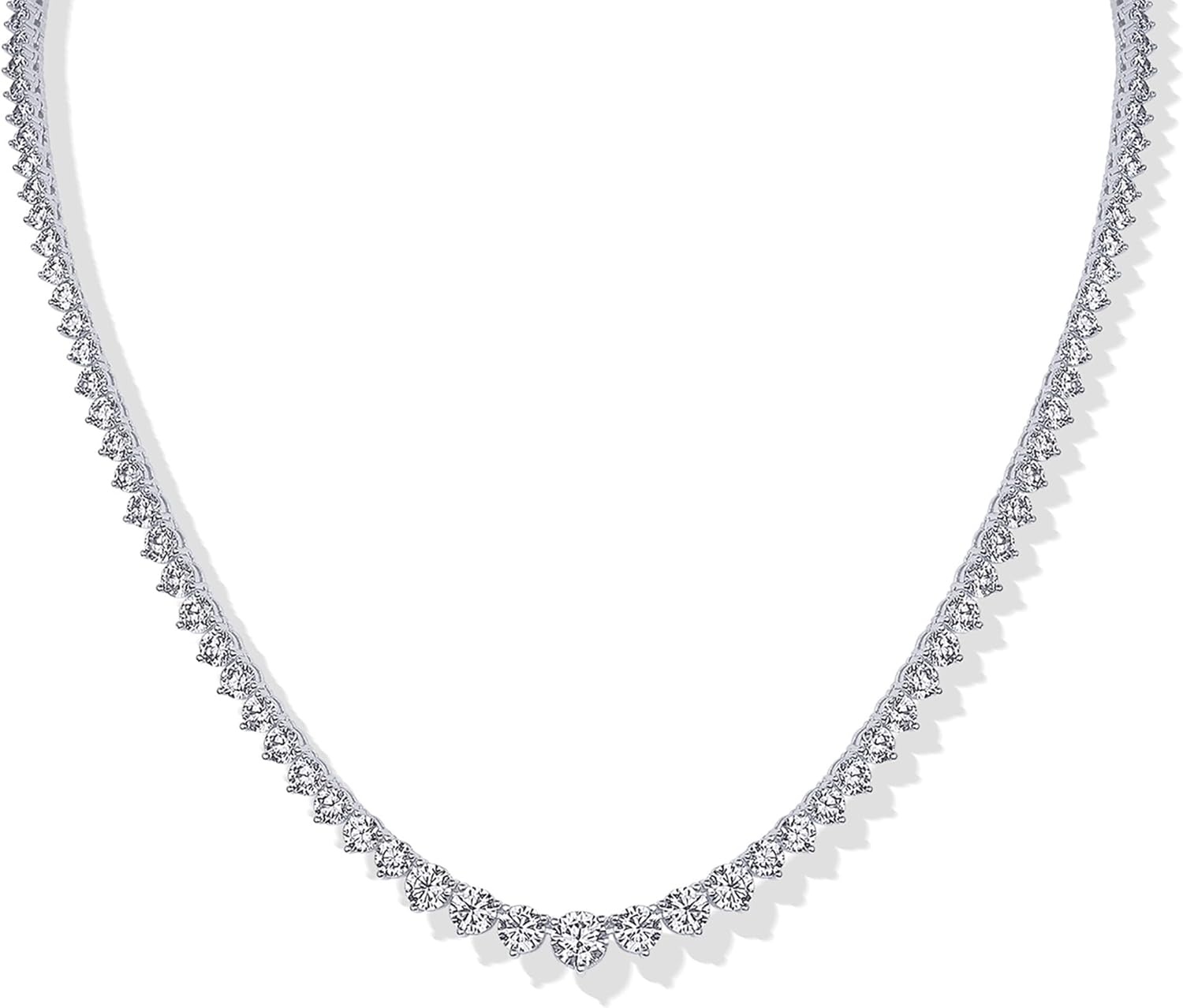 image:imagePAVOI 14K Gold Plated Graduated Tennis Necklaces for Women Cubic Zirconia Tennis Necklace for Brides amp Bridesmaids Simulated Diamond Chain Trendy Wedding JewelryWhite Gold