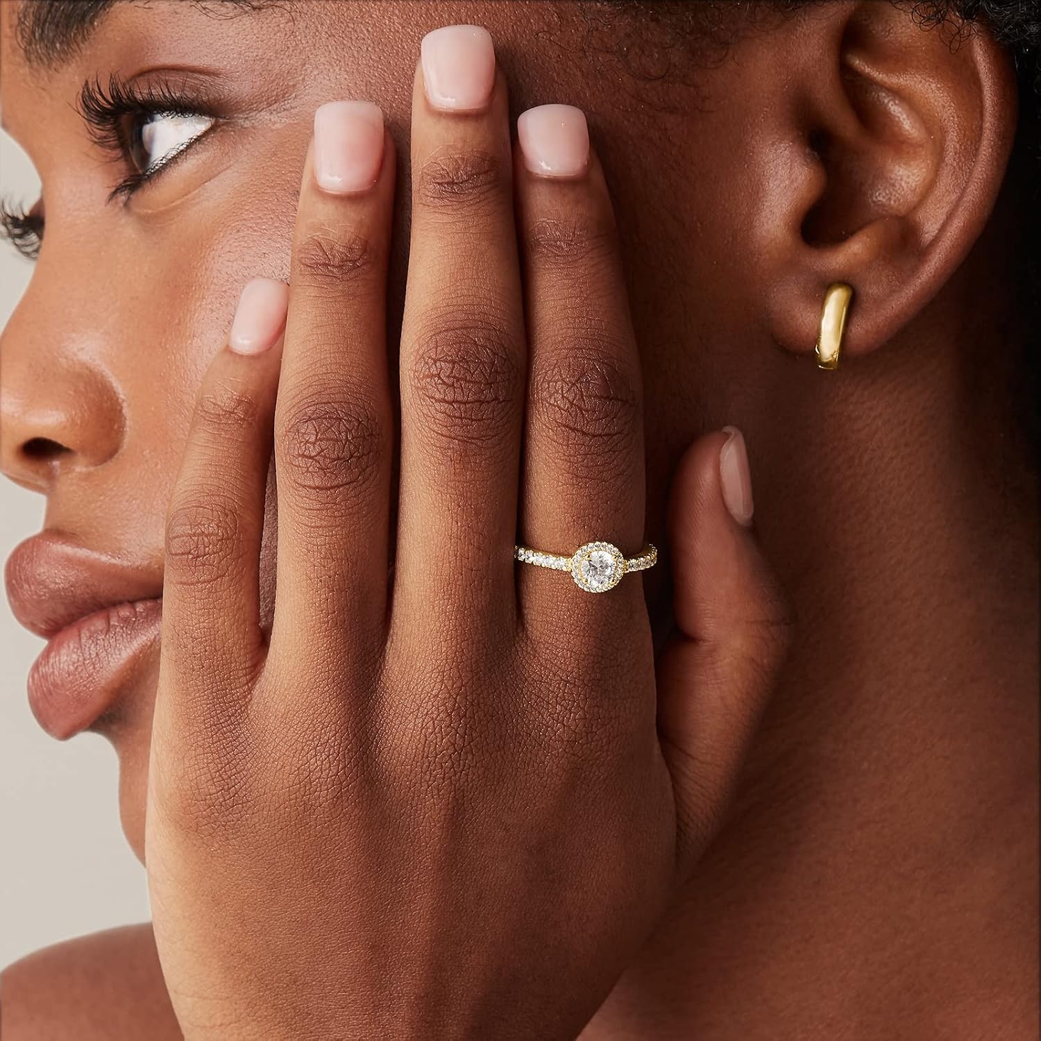 image:imagePAVOI 14K Gold Plated Halo Ring Heart Ring for Women Square Round Valentines Day Love Promise Rings for HerYellow Gold