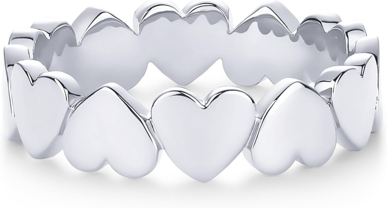 image:imagePAVOI 14K Gold Plated Heart Stackable Rings for Women Love Valentines Statement Chunky Signet Ring Band Friendship RingsWhite Gold