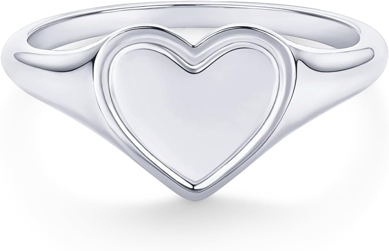 image:imagePAVOI 14K Gold Plated Heart Stackable Rings for Women Love Valentines Statement Chunky Signet Ring Band Friendship RingsWhite Gold