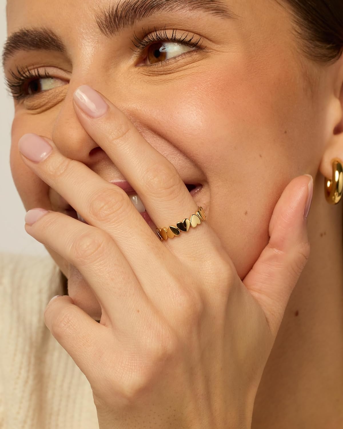 image:imagePAVOI 14K Gold Plated Heart Stackable Rings for Women Love Valentines Statement Chunky Signet Ring Band Friendship RingsWhite Gold