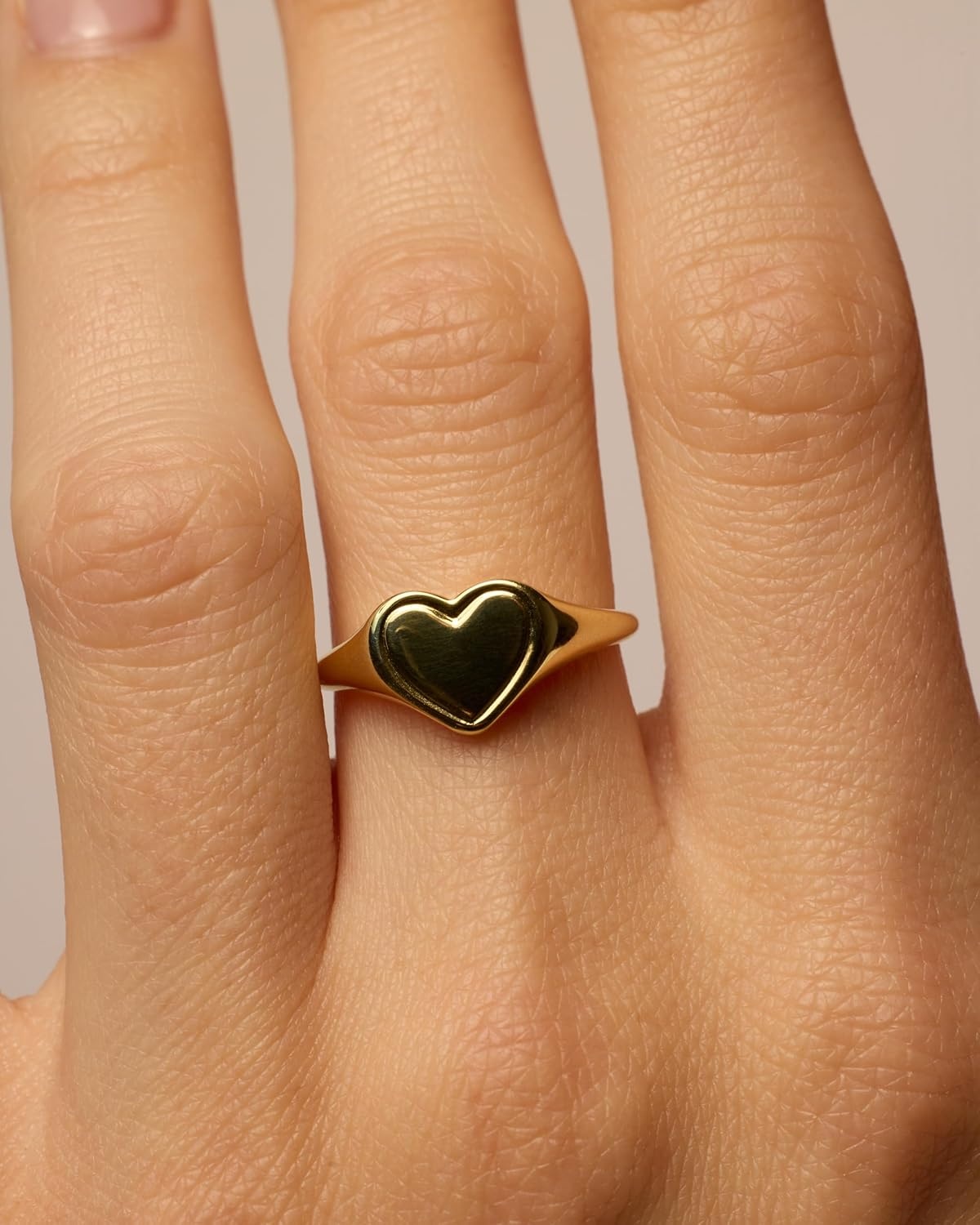 image:imagePAVOI 14K Gold Plated Heart Stackable Rings for Women Love Valentines Statement Chunky Signet Ring Band Friendship RingsYellow Gold