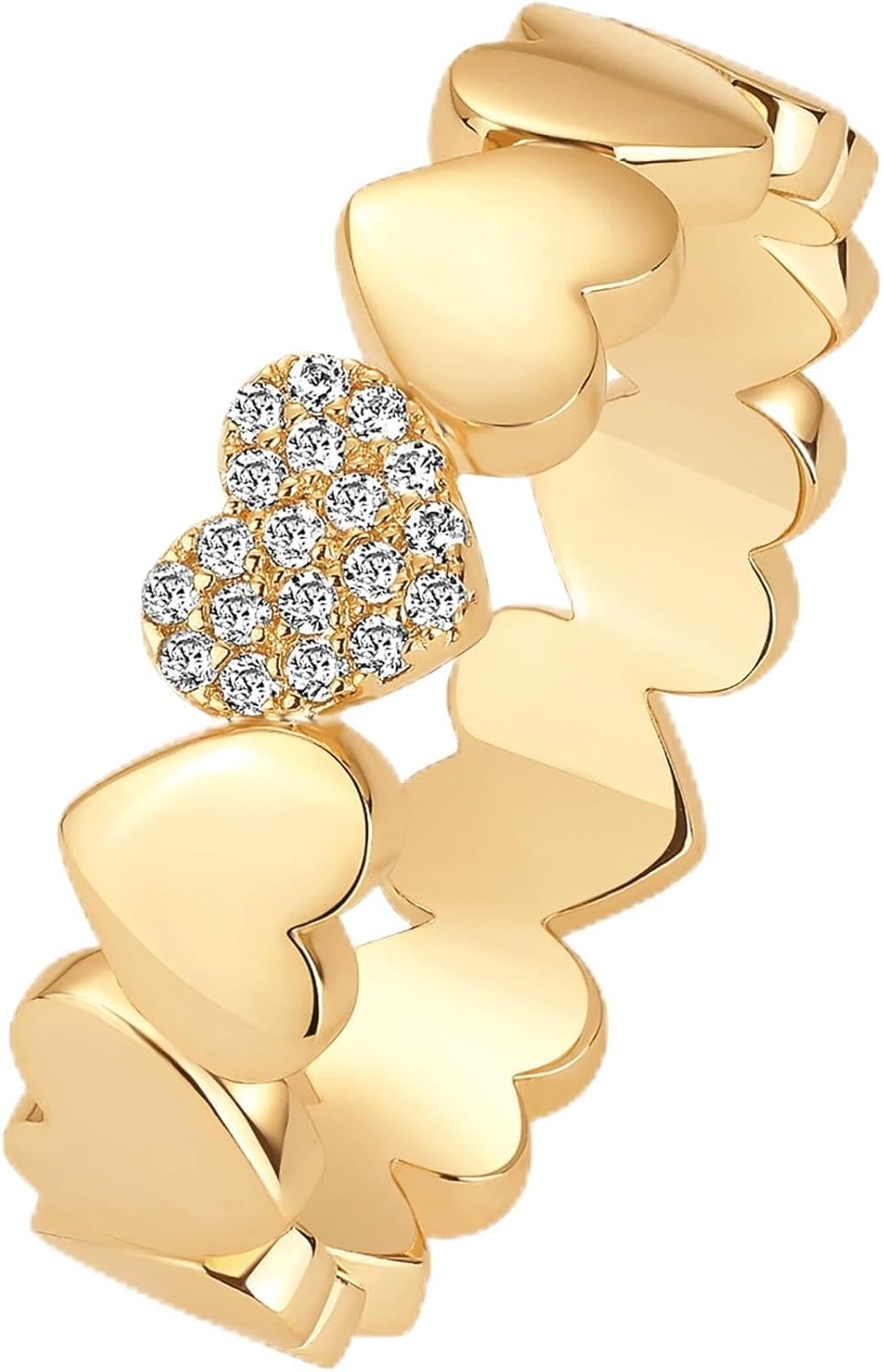 image:imagePAVOI 14K Gold Plated Heart Stackable Rings for Women Love Valentines Statement Chunky Signet Ring Band Friendship RingsYellow Gold