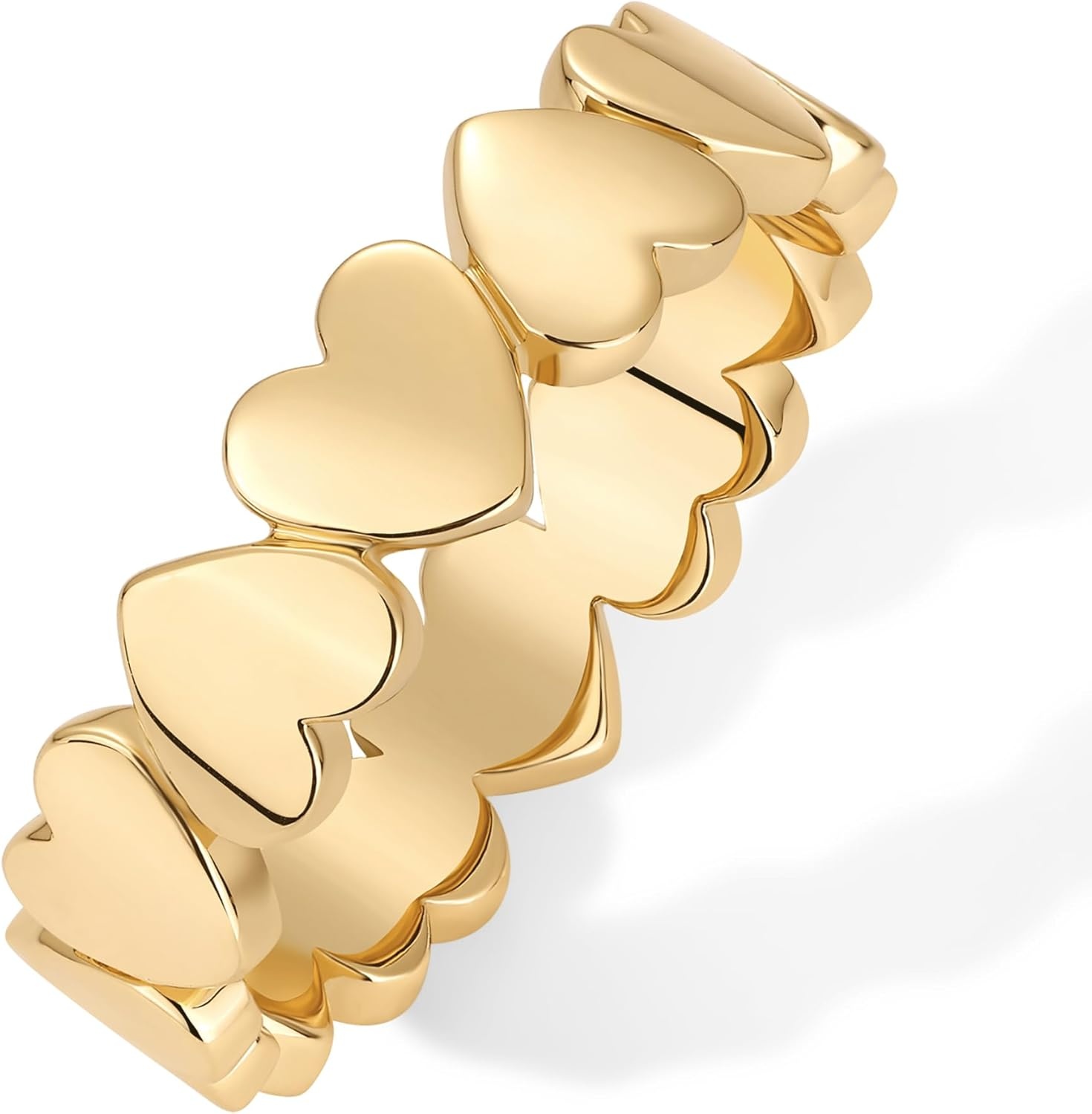 image:imagePAVOI 14K Gold Plated Heart Stackable Rings for Women Love Valentines Statement Chunky Signet Ring Band Friendship RingsYellow Gold