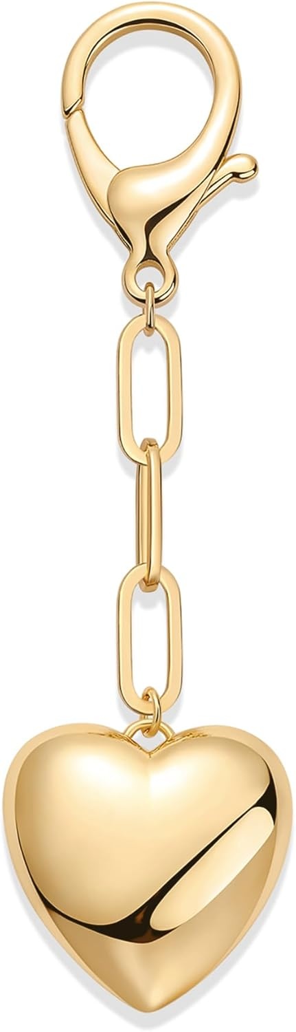 image:imagePAVOI 14K Gold Plated Heart amp Cherry Bag Charm for Handbags Chunky Charm for Purse amp Totes Valentines Day Gold KeychainHeart