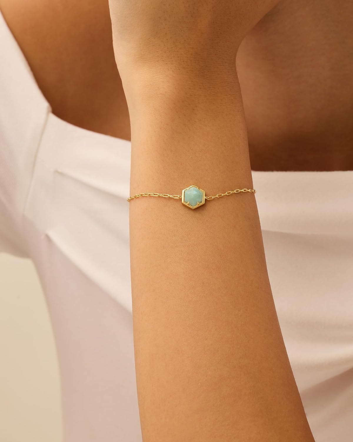 image:imagePAVOI 14K Gold Plated Hexagon Gemstone Bracelet for Women Natural Birthstone BraceletYellow Gold