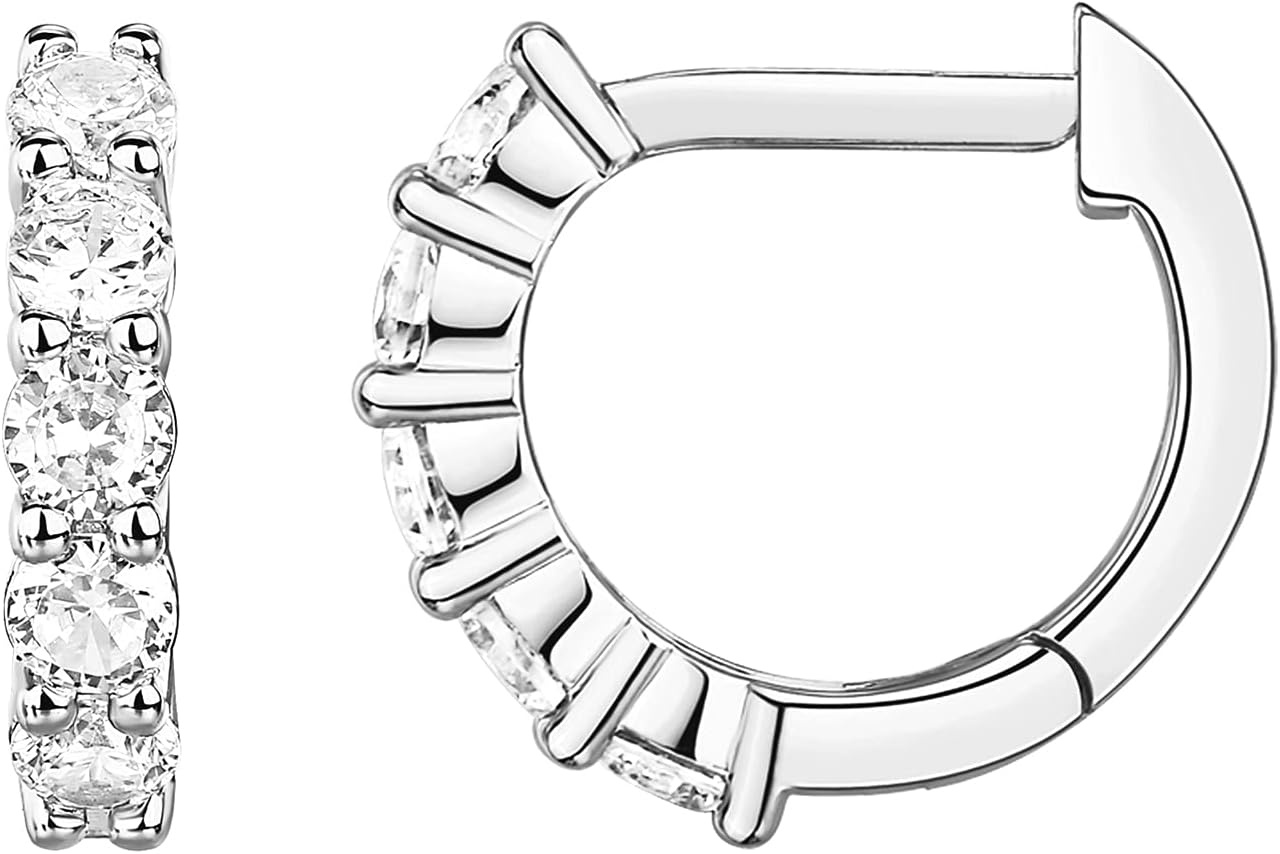 image:imagePAVOI 14K Gold Plated Huggie Earrings for Women Gold Earrings Hoops with Heart Shaped Cubic Zirconia Hypoallergenic Cartilage Trendy Fashion Huggie Hoop Dainty Romantic Everyday JewelryWhite Gold