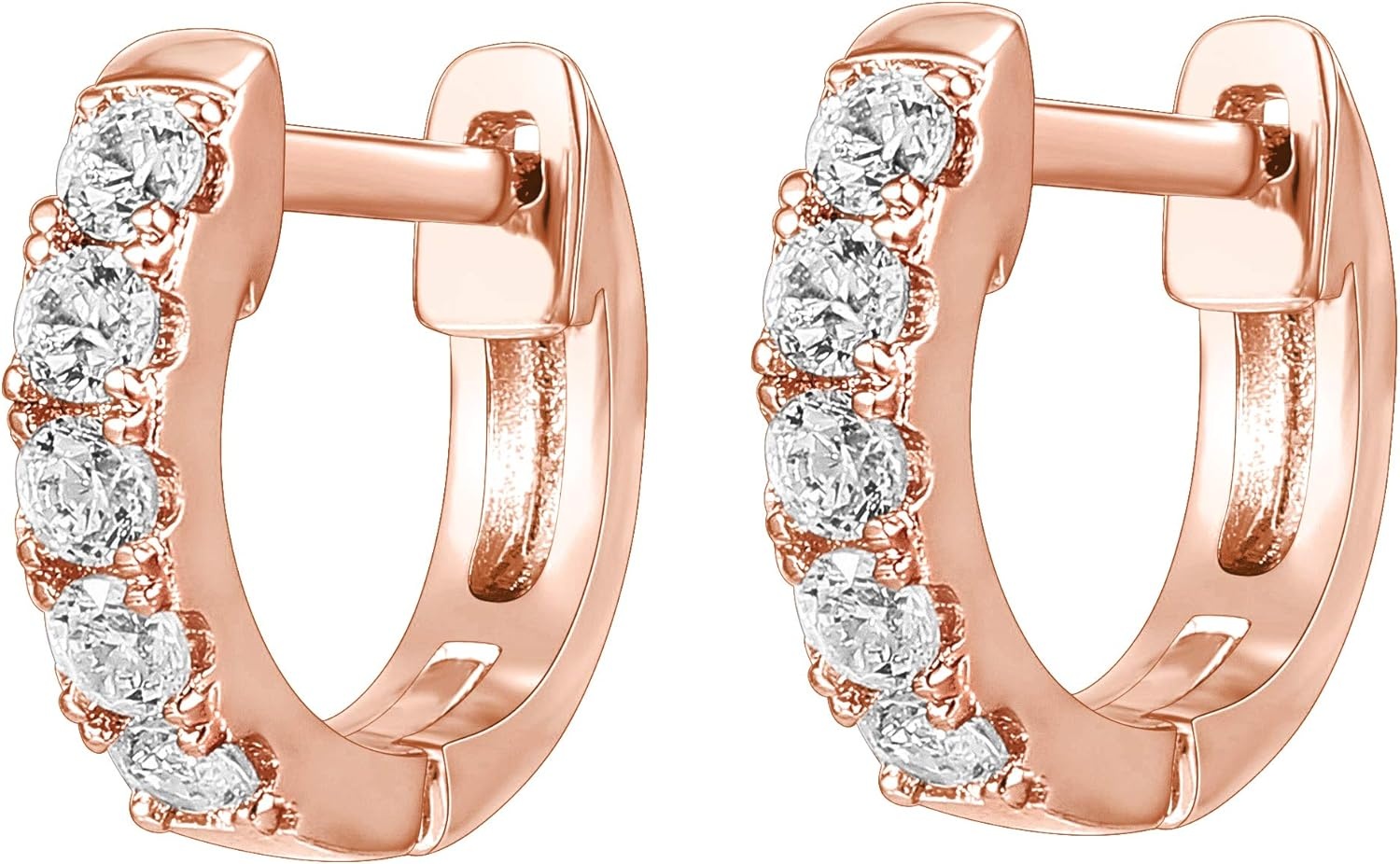 image:imagePAVOI 14K Gold Plated Huggie Earrings for Women Gold Earrings Hoops with Heart Shaped Cubic Zirconia Hypoallergenic Cartilage Trendy Fashion Huggie Hoop Dainty Romantic Everyday JewelryRose Gold