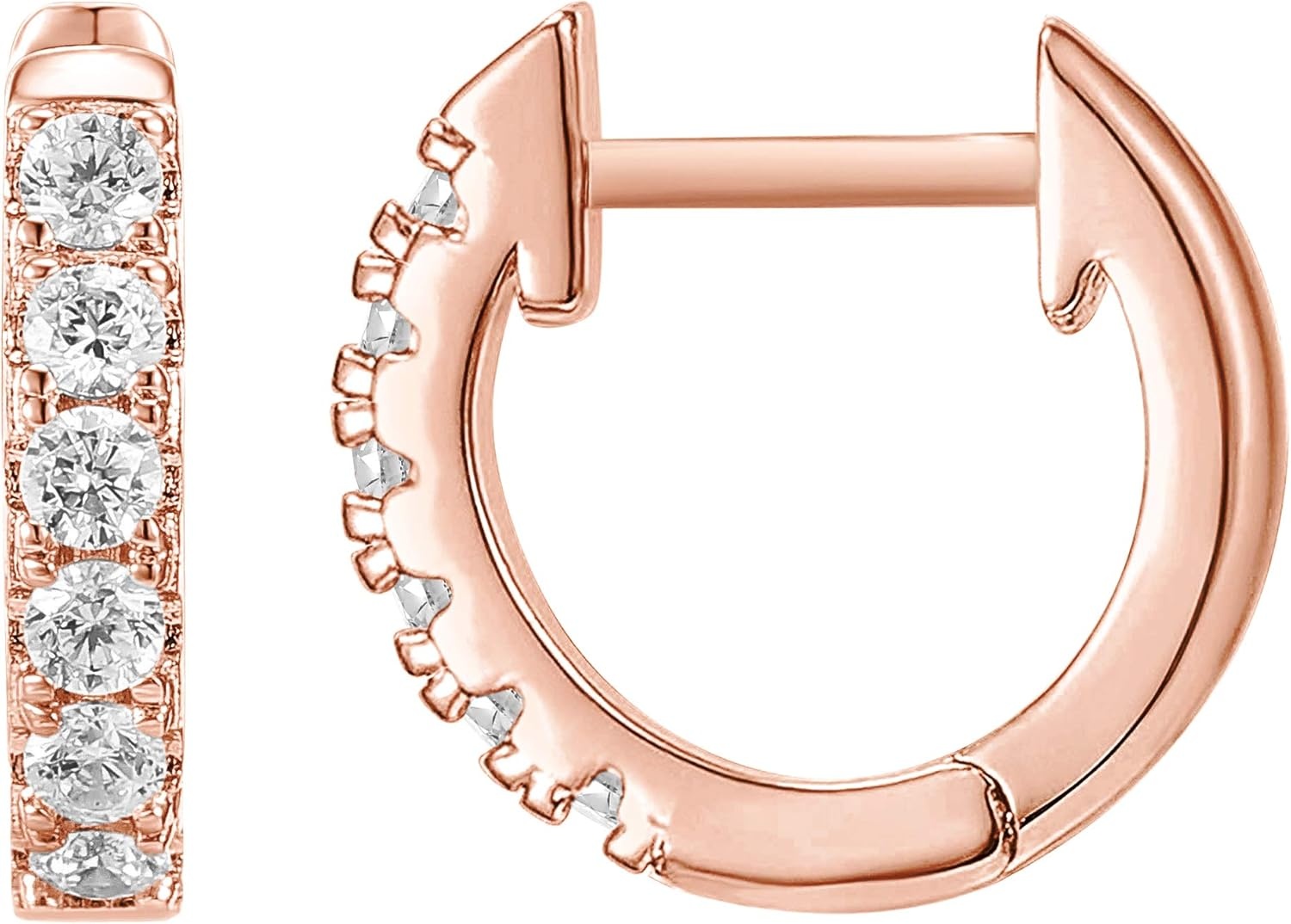 image:imagePAVOI 14K Gold Plated Huggie Earrings for Women Gold Earrings Hoops with Heart Shaped Cubic Zirconia Hypoallergenic Cartilage Trendy Fashion Huggie Hoop Dainty Romantic Everyday JewelryRose Gold