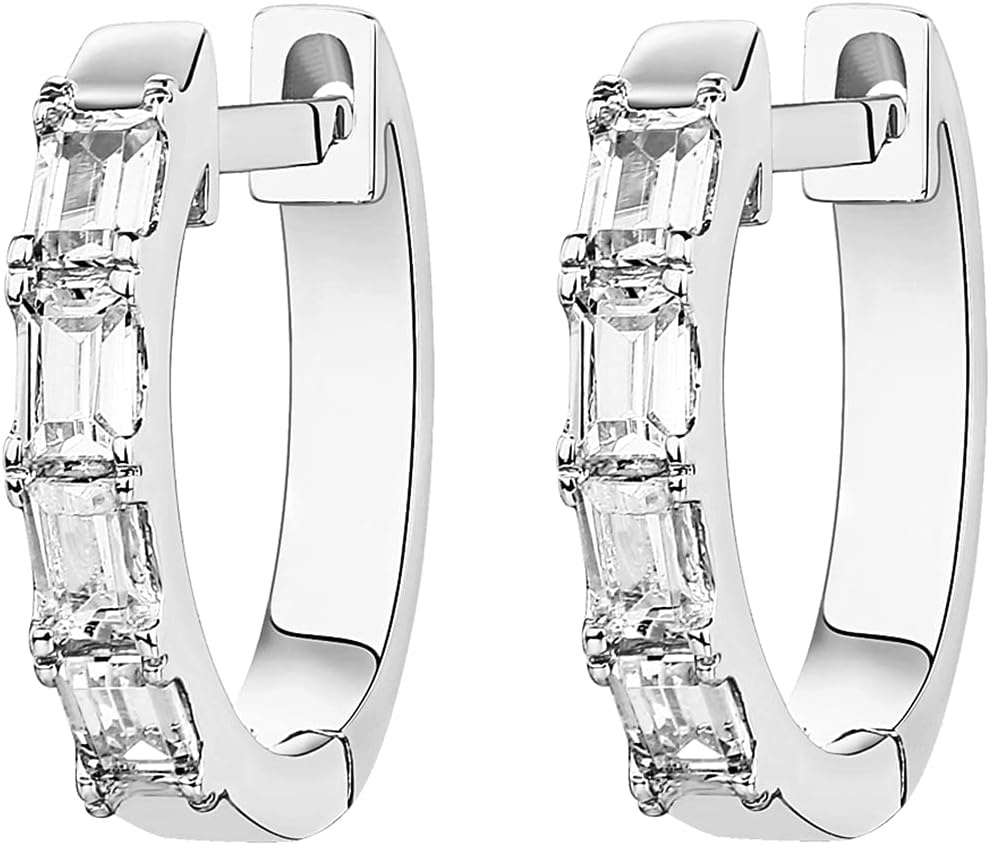image:imagePAVOI 14K Gold Plated Huggie Earrings for Women Gold Earrings Hoops with Heart Shaped Cubic Zirconia Hypoallergenic Cartilage Trendy Fashion Huggie Hoop Dainty Romantic Everyday JewelryWhite Gold