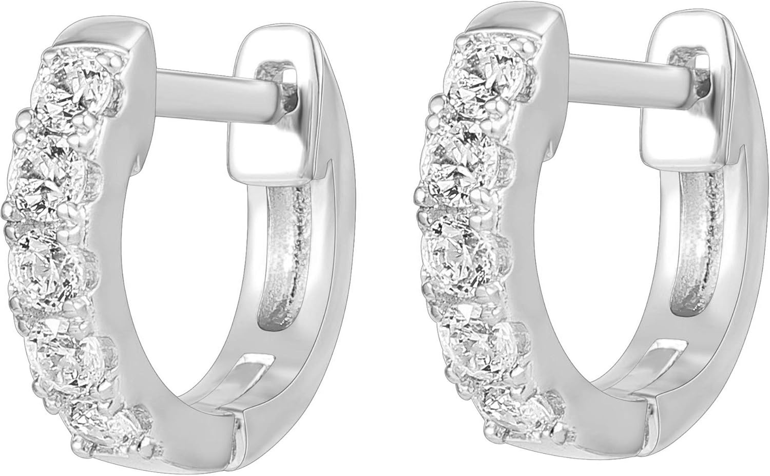 image:imagePAVOI 14K Gold Plated Huggie Earrings for Women Gold Earrings Hoops with Heart Shaped Cubic Zirconia Hypoallergenic Cartilage Trendy Fashion Huggie Hoop Dainty Romantic Everyday JewelryWhite Gold