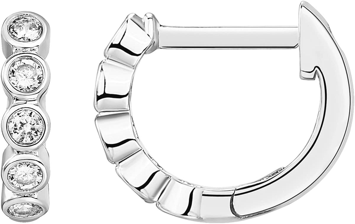 image:imagePAVOI 14K Gold Plated Huggie Earrings for Women Gold Earrings Hoops with Heart Shaped Cubic Zirconia Hypoallergenic Cartilage Trendy Fashion Huggie Hoop Dainty Romantic Everyday JewelryWhite Gold