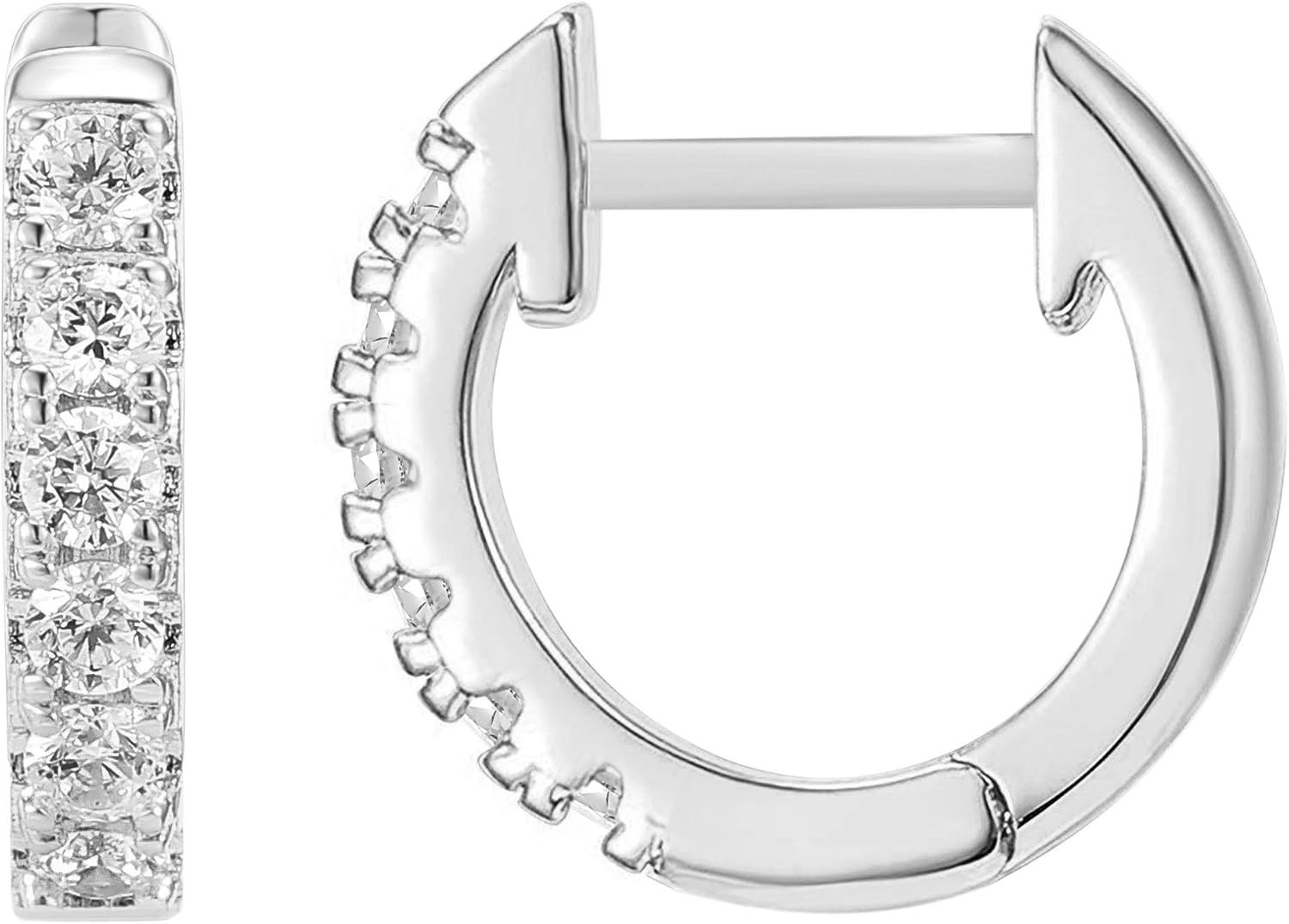 image:imagePAVOI 14K Gold Plated Huggie Earrings for Women Gold Earrings Hoops with Heart Shaped Cubic Zirconia Hypoallergenic Cartilage Trendy Fashion Huggie Hoop Dainty Romantic Everyday JewelryWhite Gold