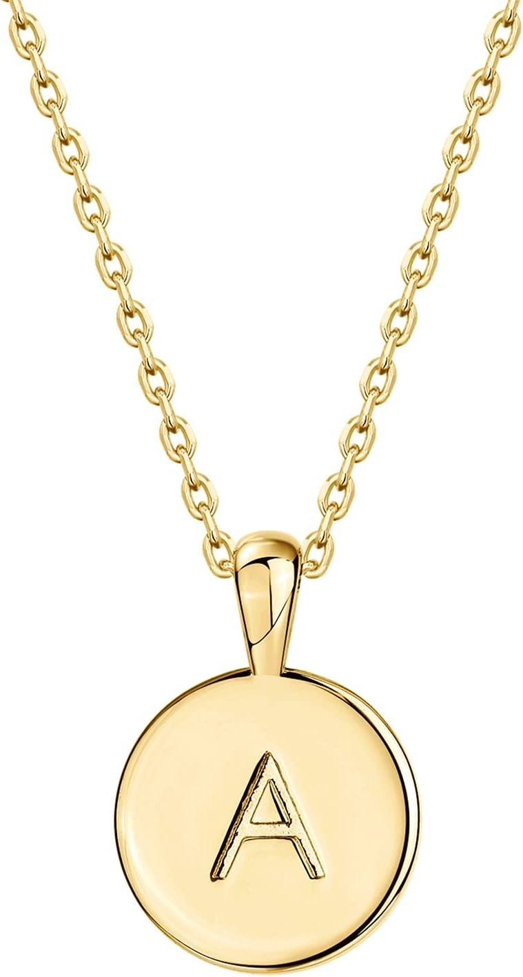 image:imagePAVOI 14K Gold Plated Initial Letter Pendant Necklace for Women Gold Alphabetical Initial Necklace A