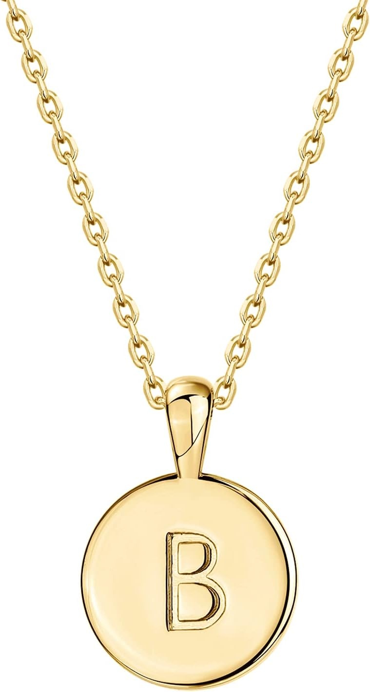 image:imagePAVOI 14K Gold Plated Initial Letter Pendant Necklace for Women Gold Alphabetical Initial Necklace B