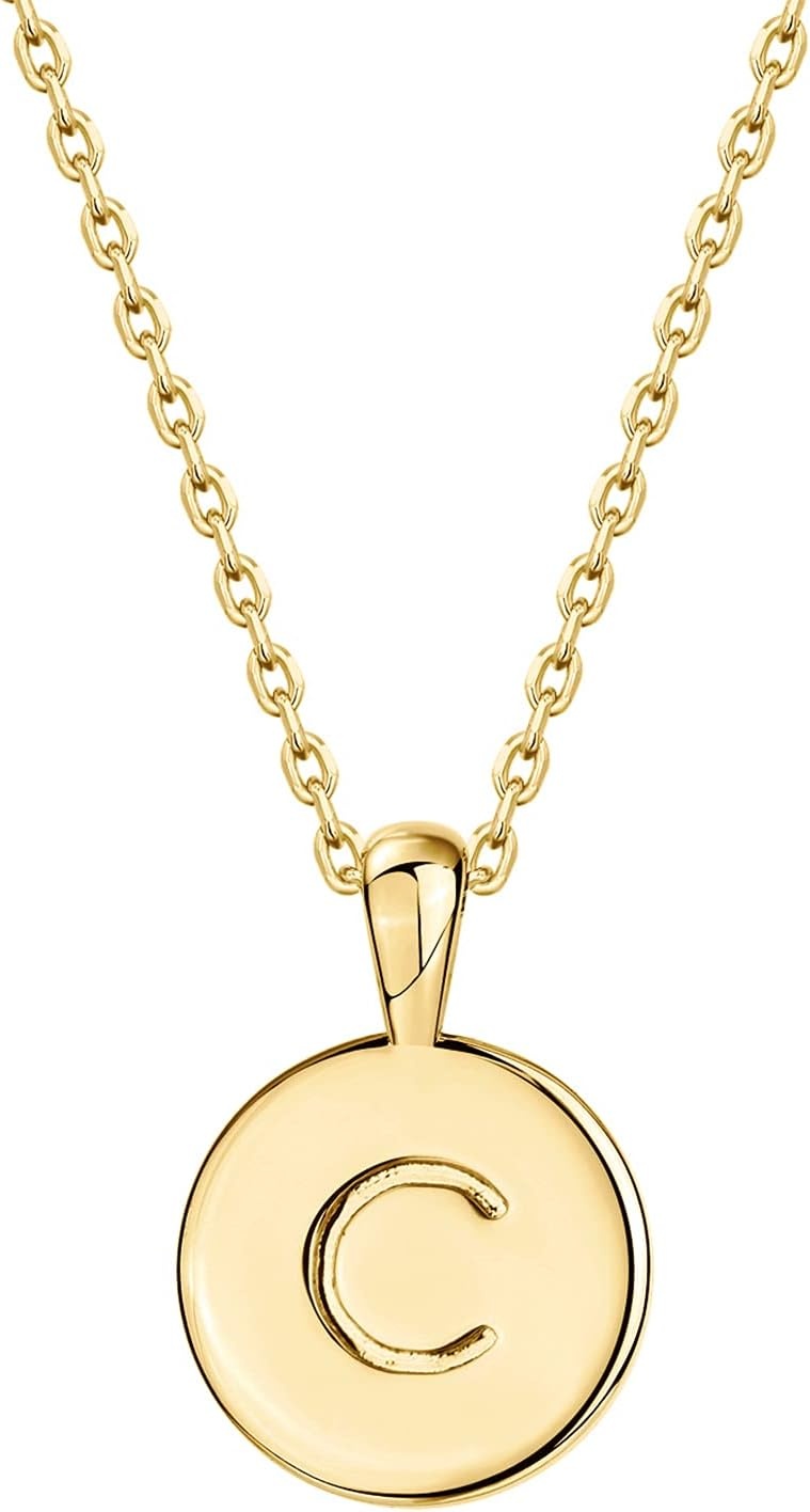 image:imagePAVOI 14K Gold Plated Initial Letter Pendant Necklace for Women Gold Alphabetical Initial Necklace C