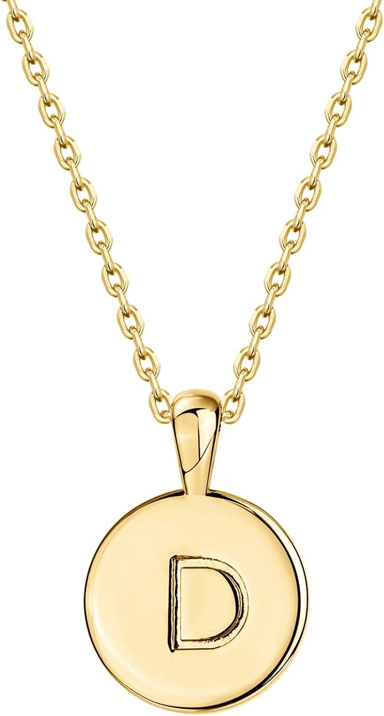 image:imagePAVOI 14K Gold Plated Initial Letter Pendant Necklace for Women Gold Alphabetical Initial Necklace D