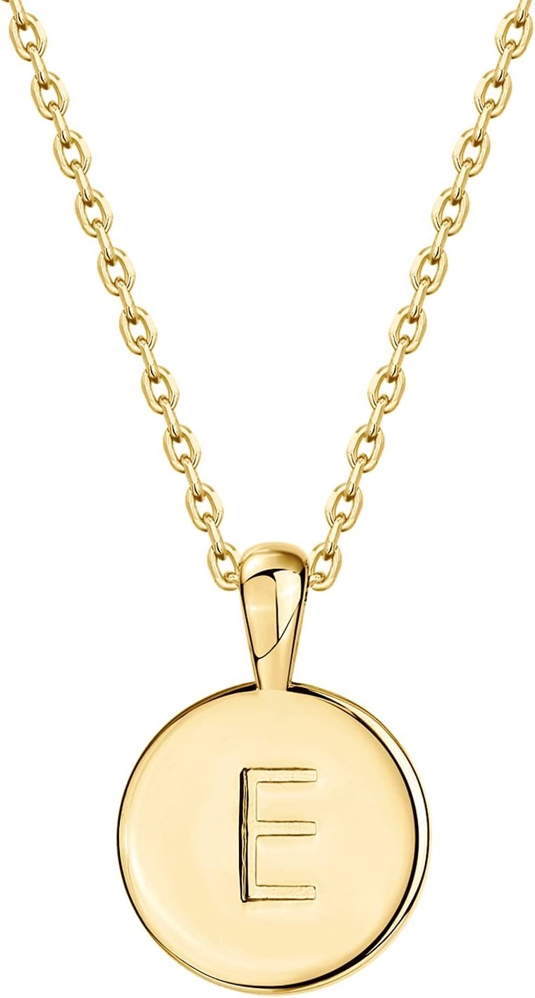 image:imagePAVOI 14K Gold Plated Initial Letter Pendant Necklace for Women Gold Alphabetical Initial Necklace E