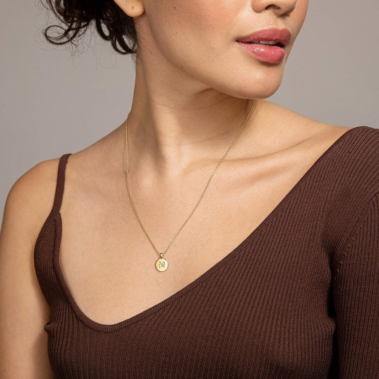 image:imagePAVOI 14K Gold Plated Initial Letter Pendant Necklace for Women Gold Alphabetical Initial Necklace E
